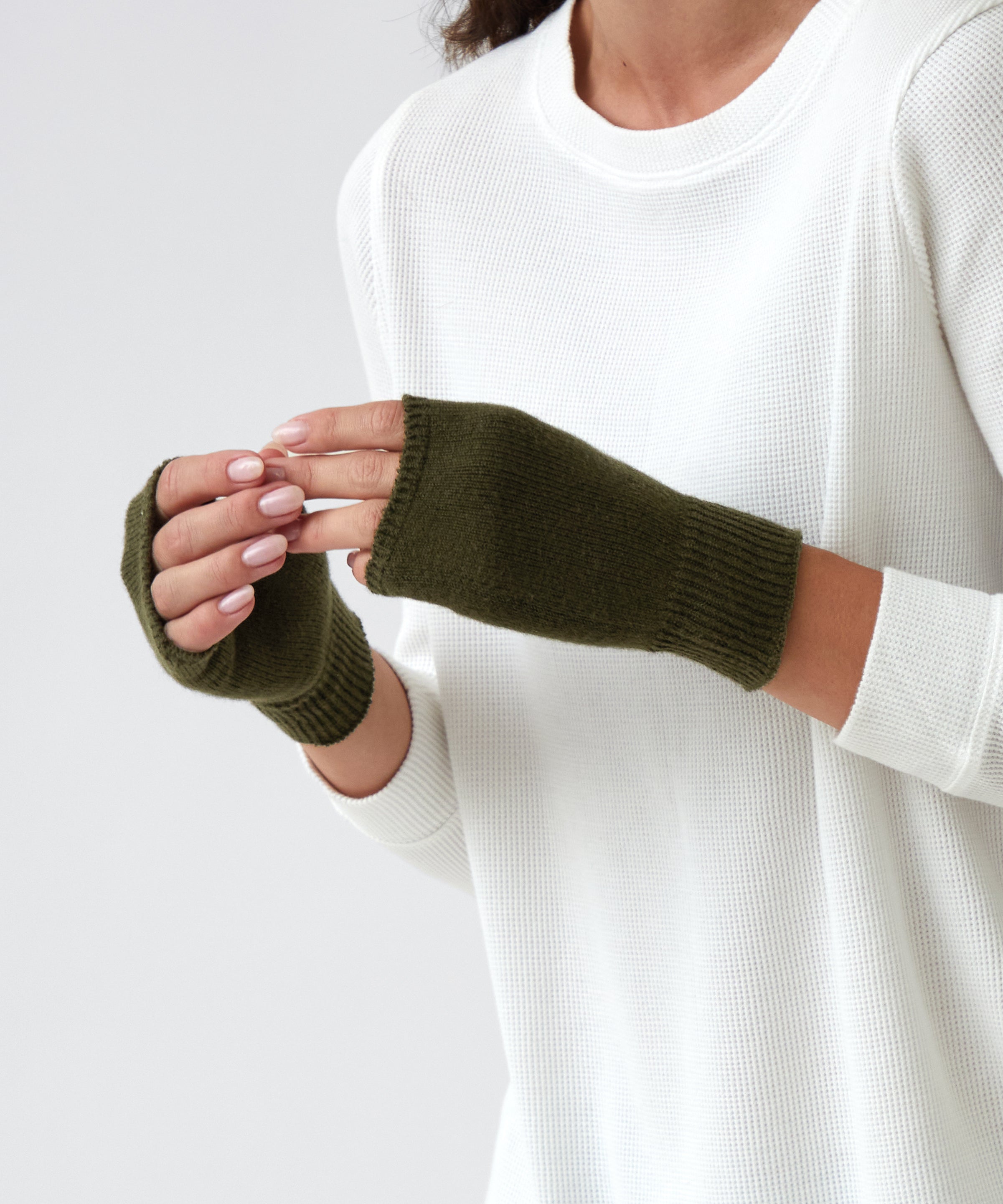 Cotton Cashmere Hand Warmers | Olive-2