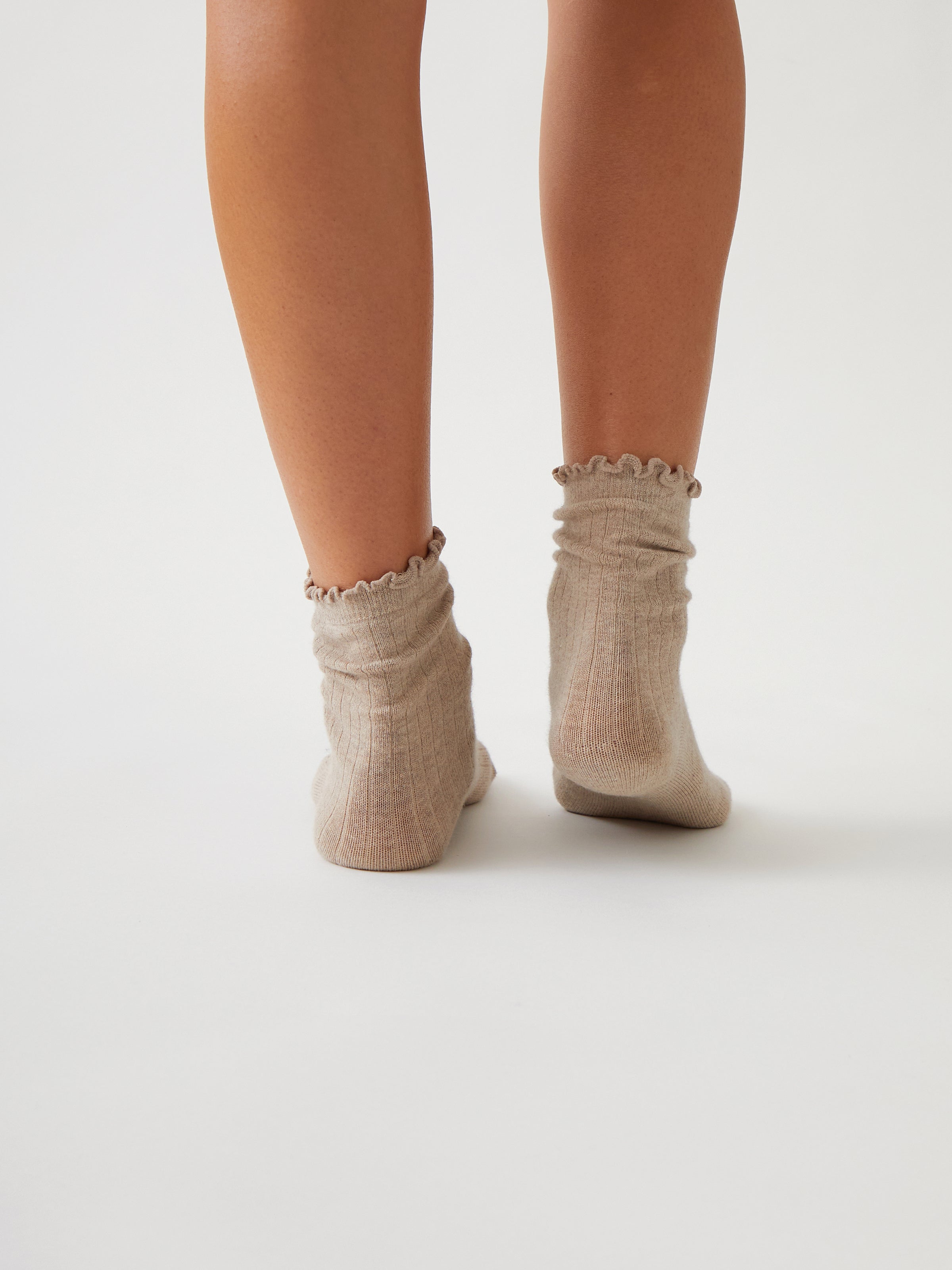 Cotton Cashmere Lounge Socks (1 Pair) | Natural-4