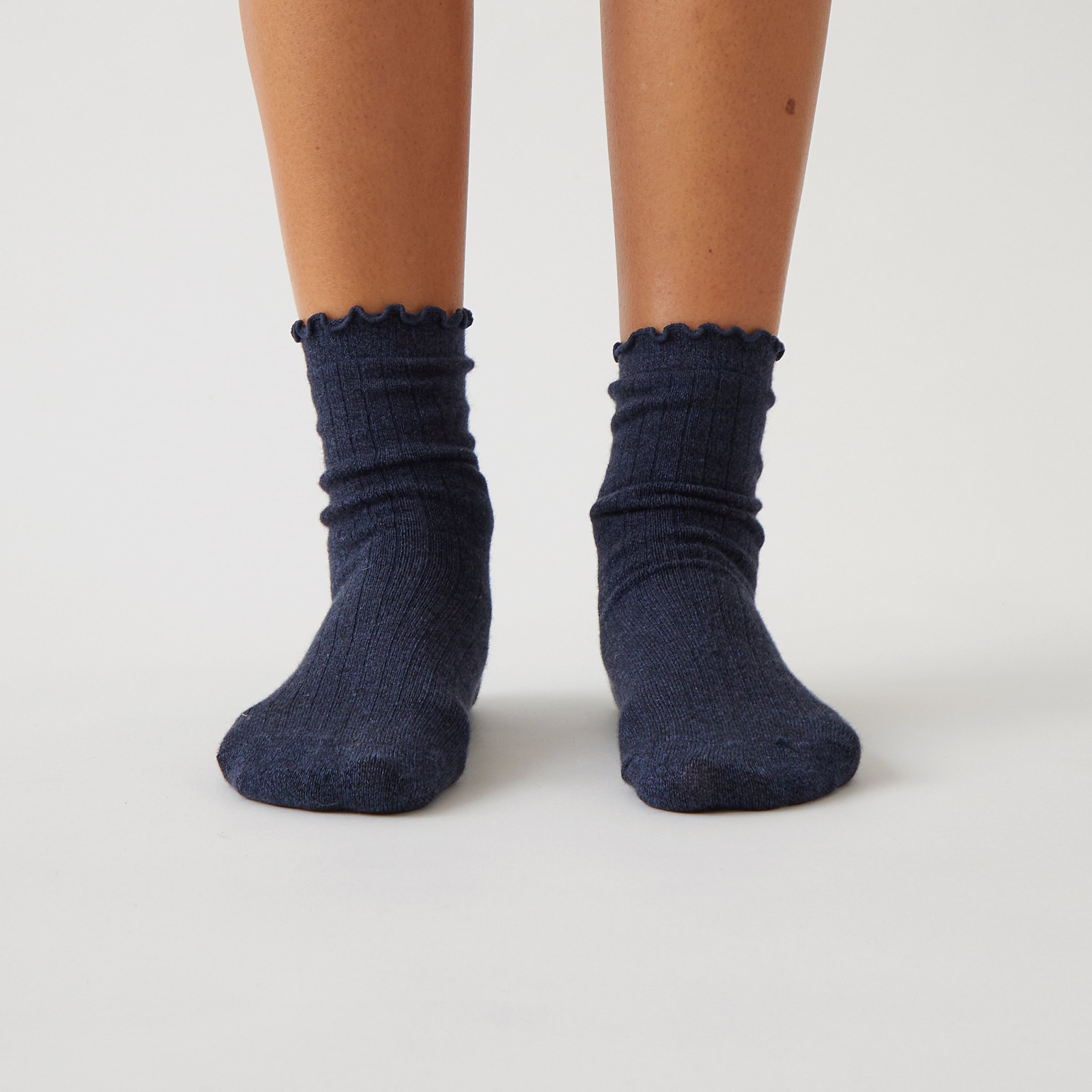 Cotton Cashmere Lounge Socks (1 Pair) | Navy-1