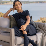 Cotton Cashmere Lounge Socks (1 Pair) | Navy-2