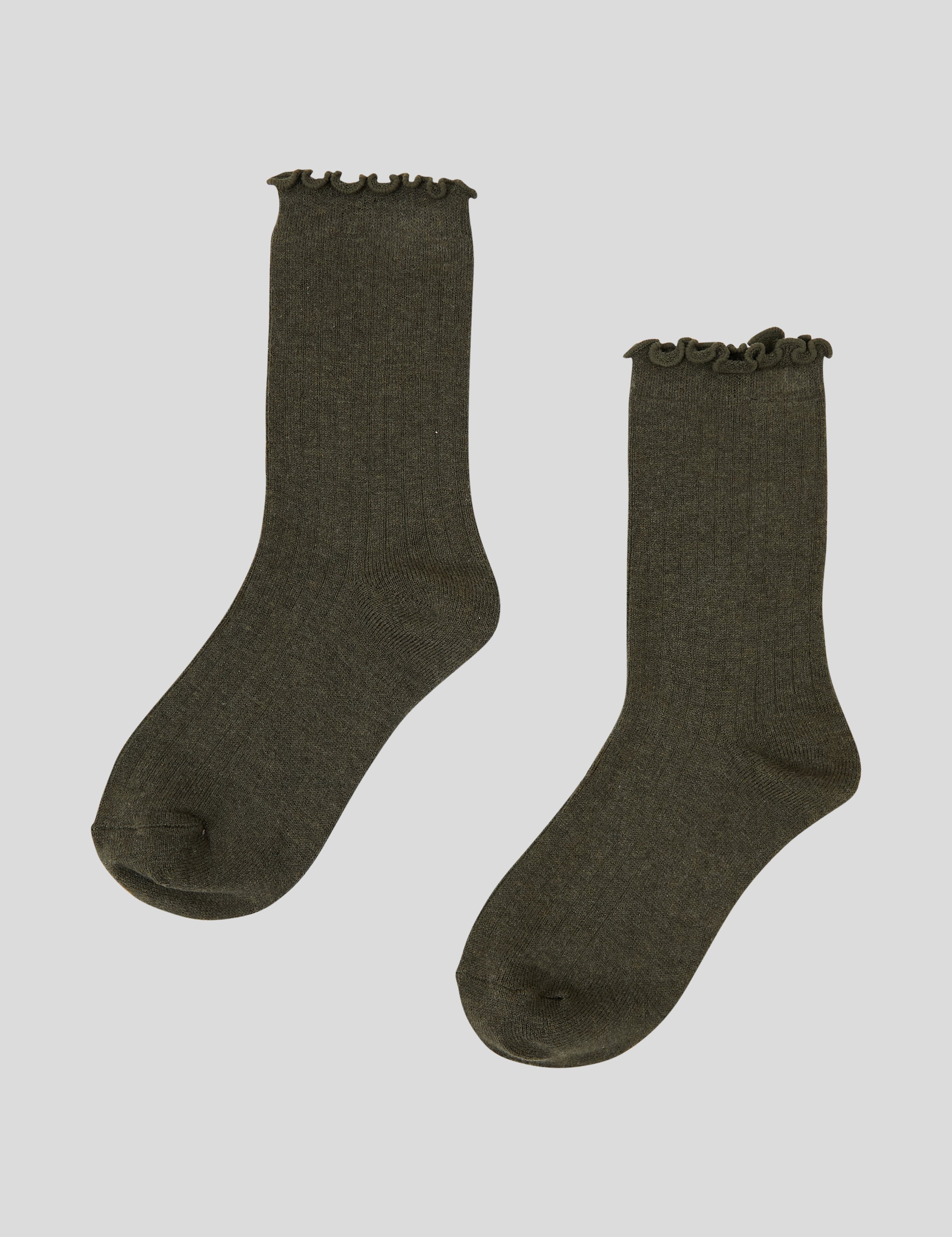 Cotton Cashmere Lounge Socks (1 Pair) | Olive-1
