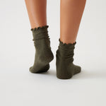 Cotton Cashmere Lounge Socks (1 Pair) | Olive-4