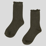 Cotton Cashmere Lounge Socks (1 Pair) | Olive-5