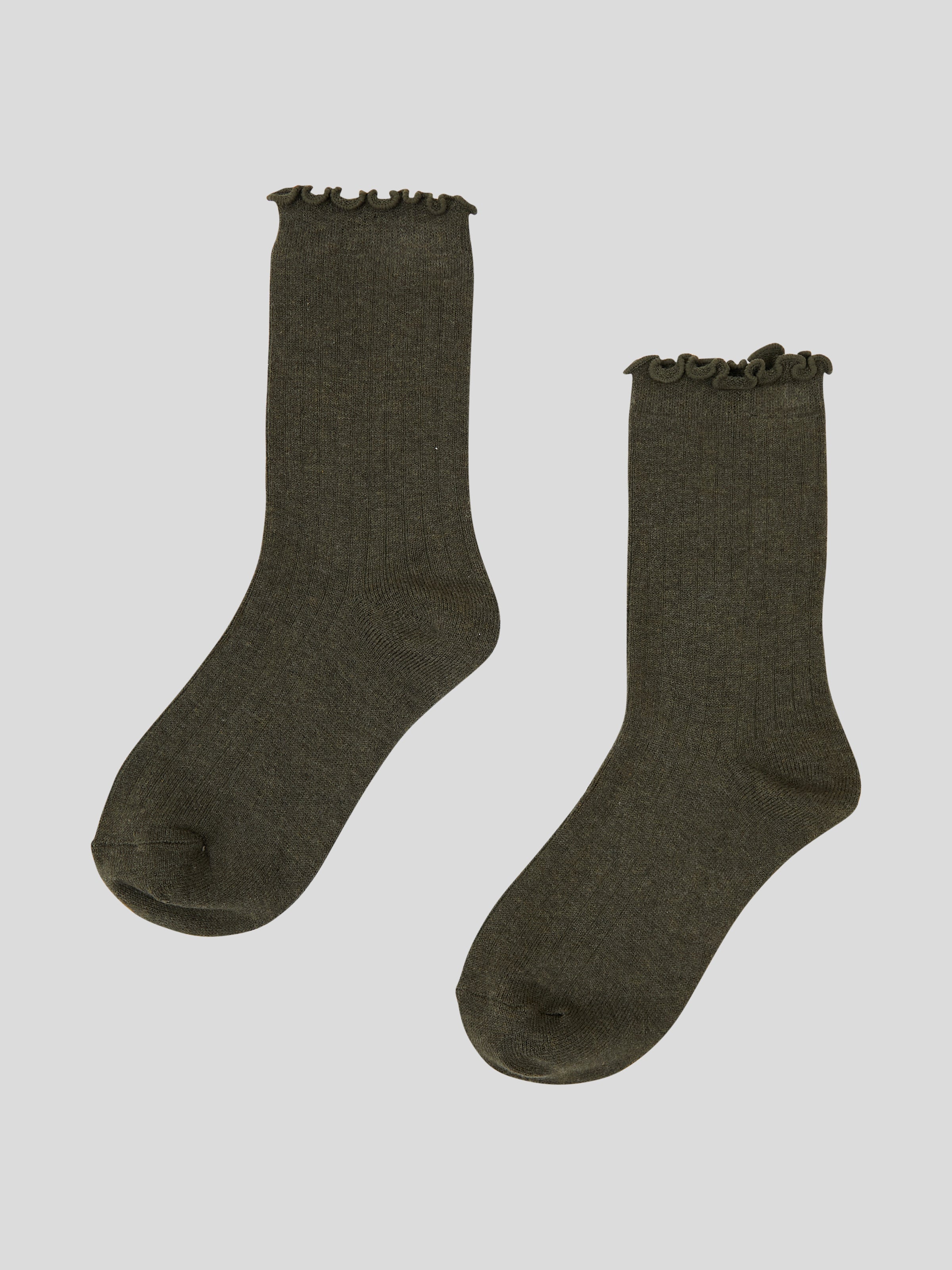 Cotton Cashmere Lounge Socks (1 Pair) | Olive-5