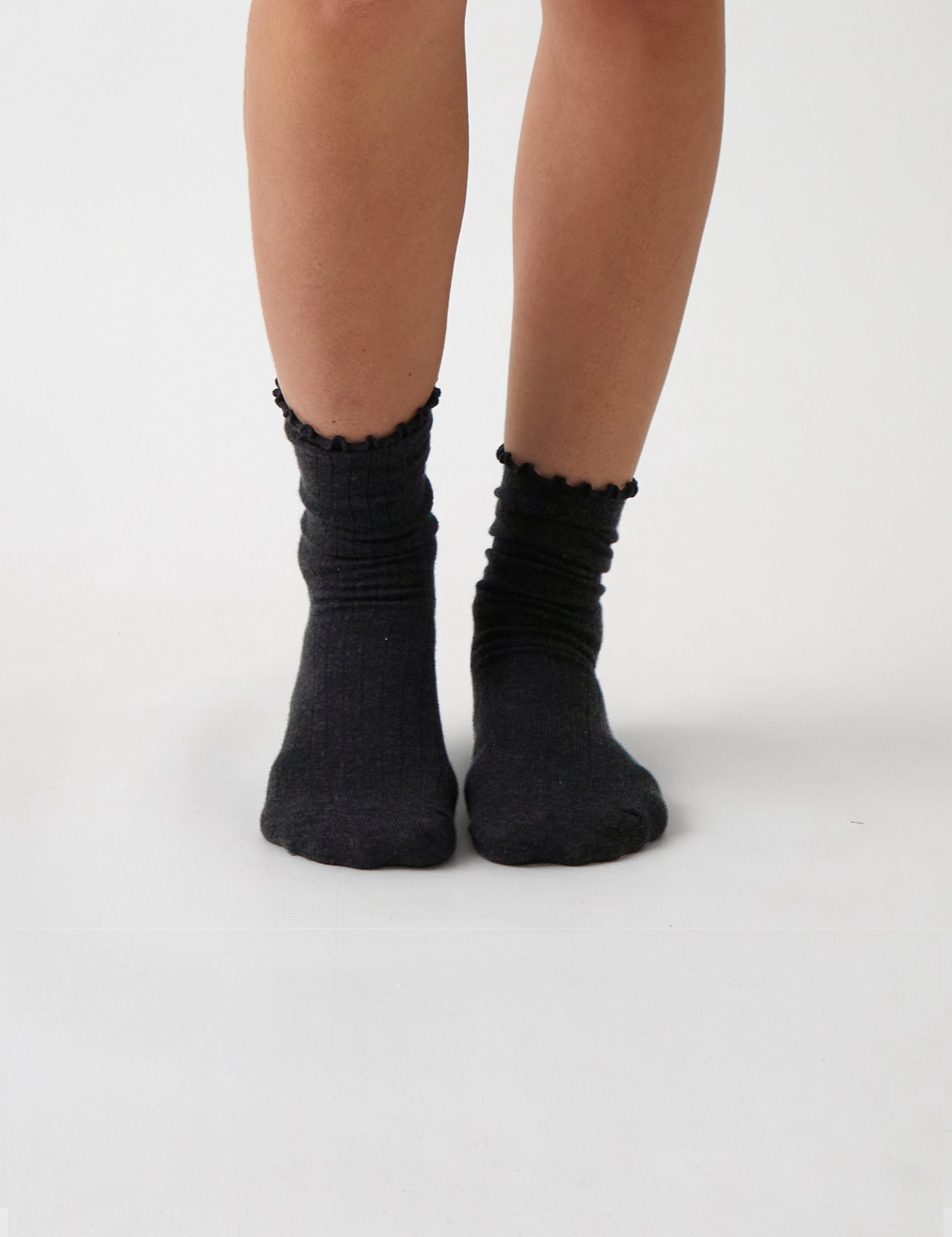 Cotton Cashmere Lounge Socks | Black-1