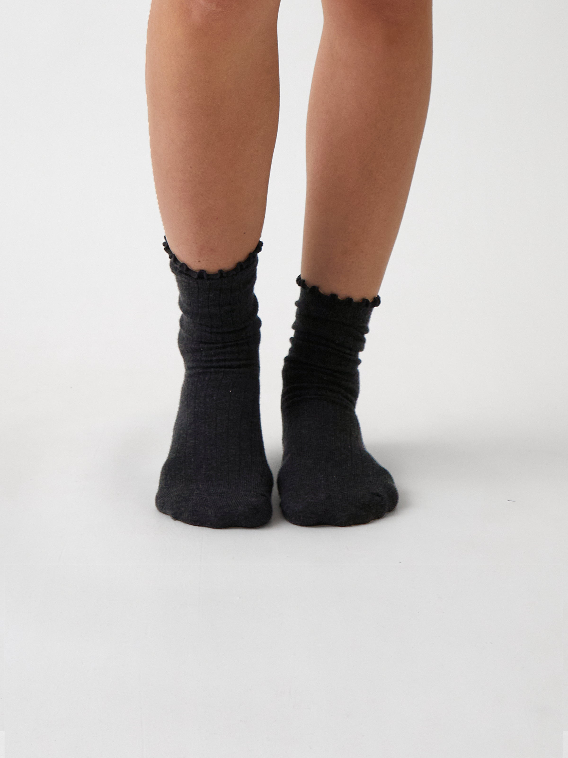 Cotton Cashmere Lounge Socks | Black-1