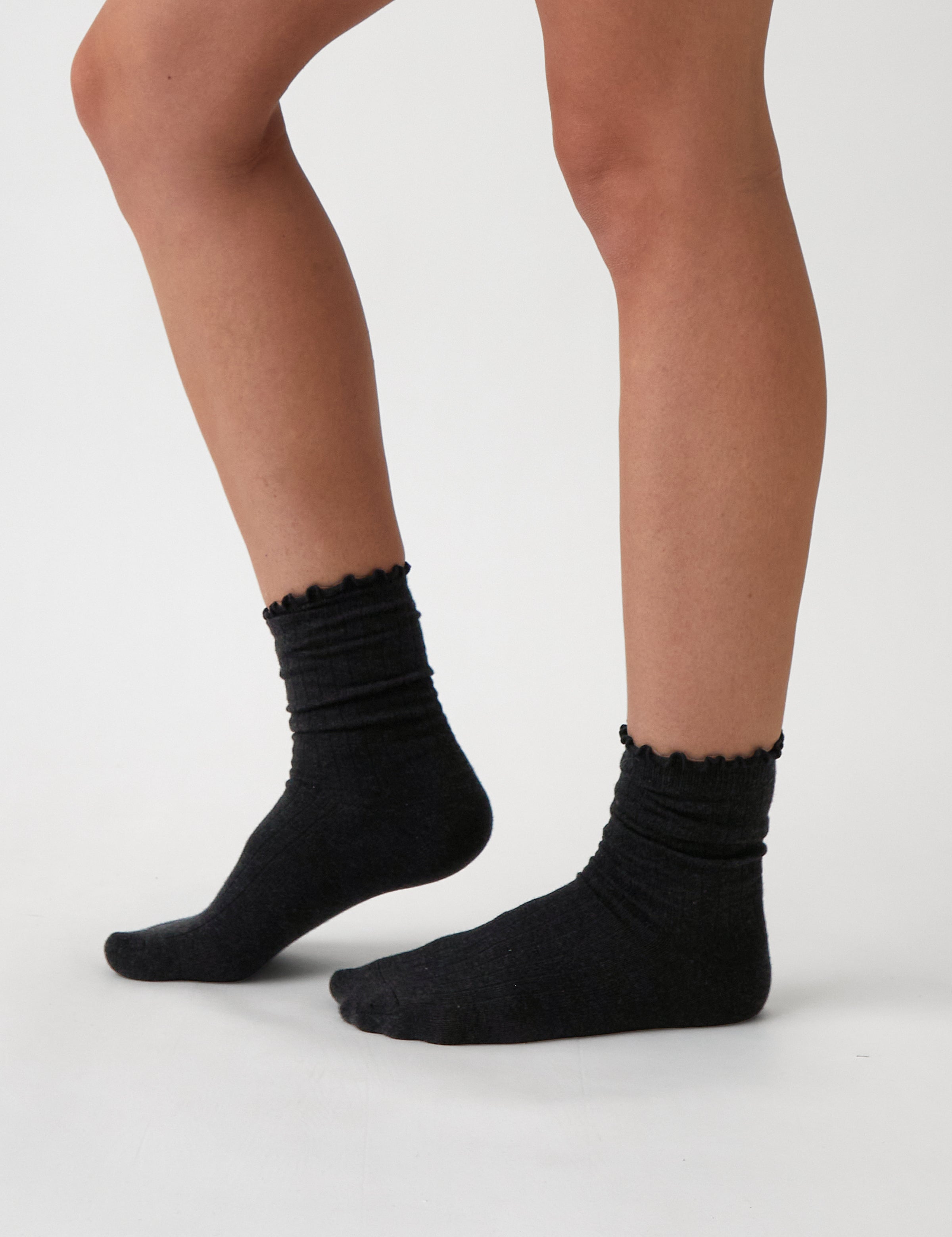 Cotton Cashmere Lounge Socks | Black-2