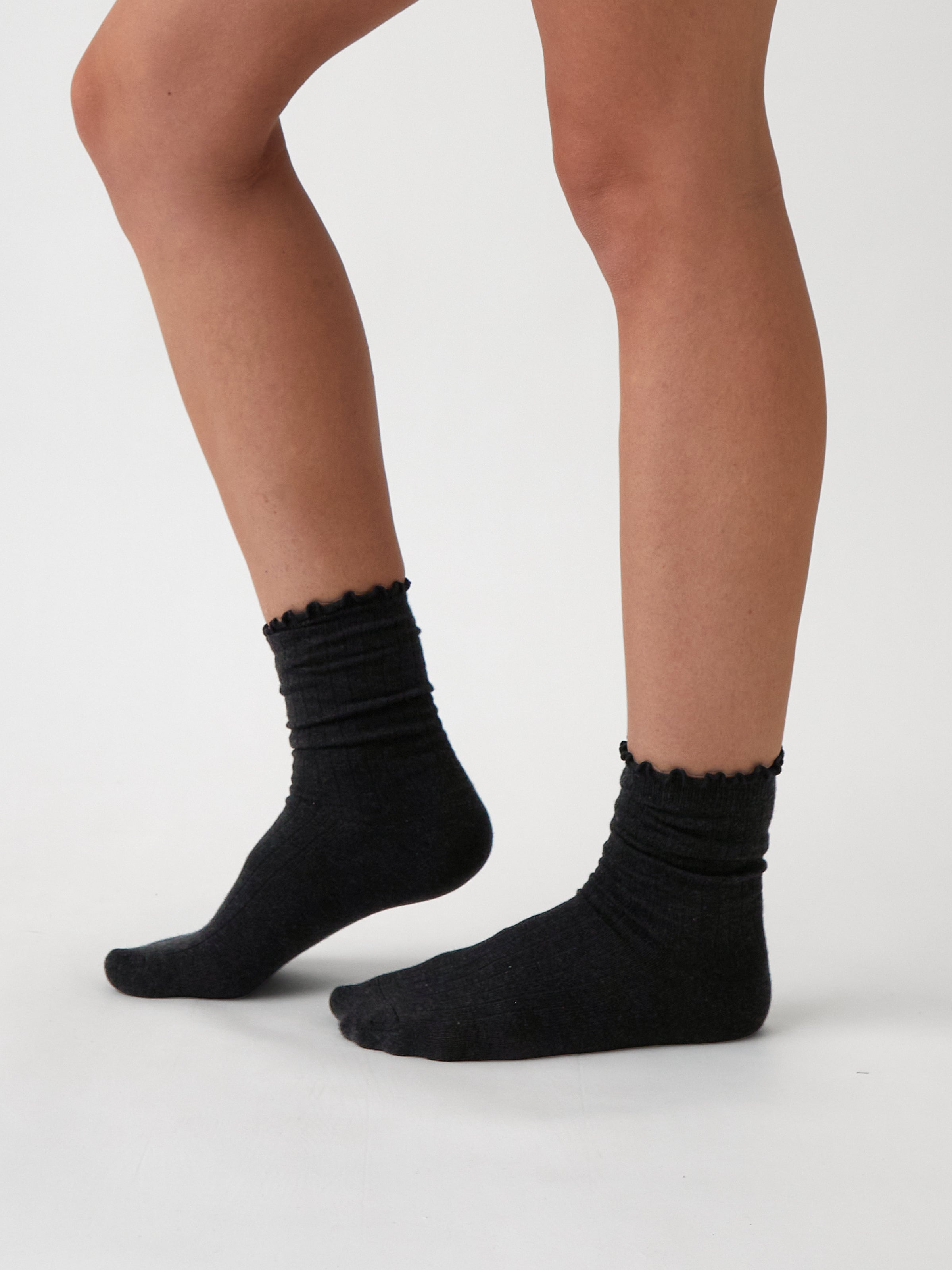 Cotton Cashmere Lounge Socks | Black-2