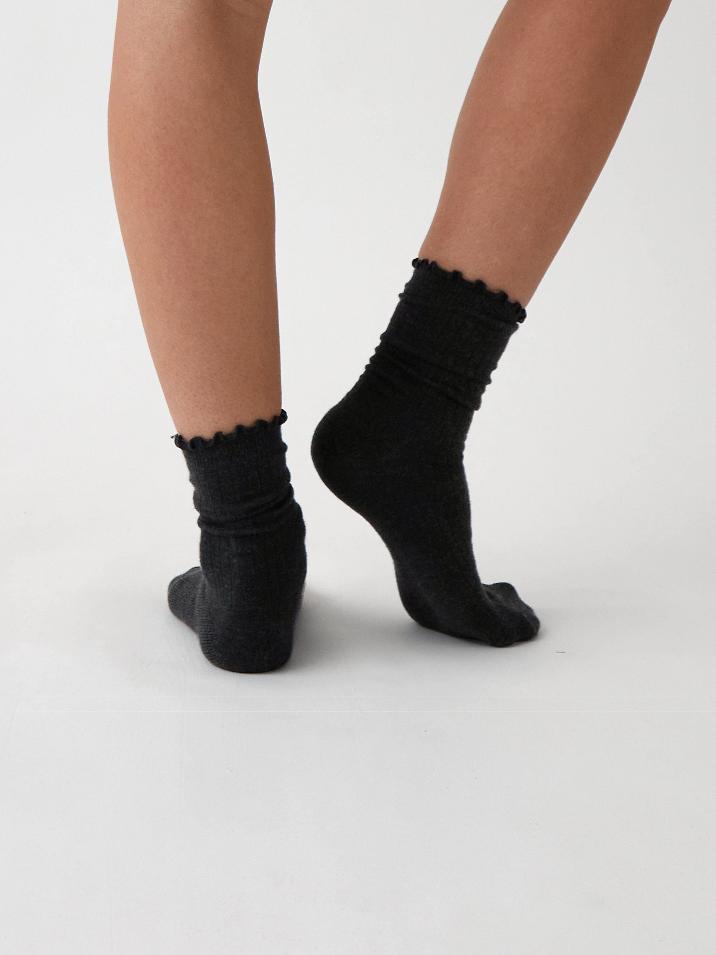 Cotton Cashmere Lounge Socks | Black-3