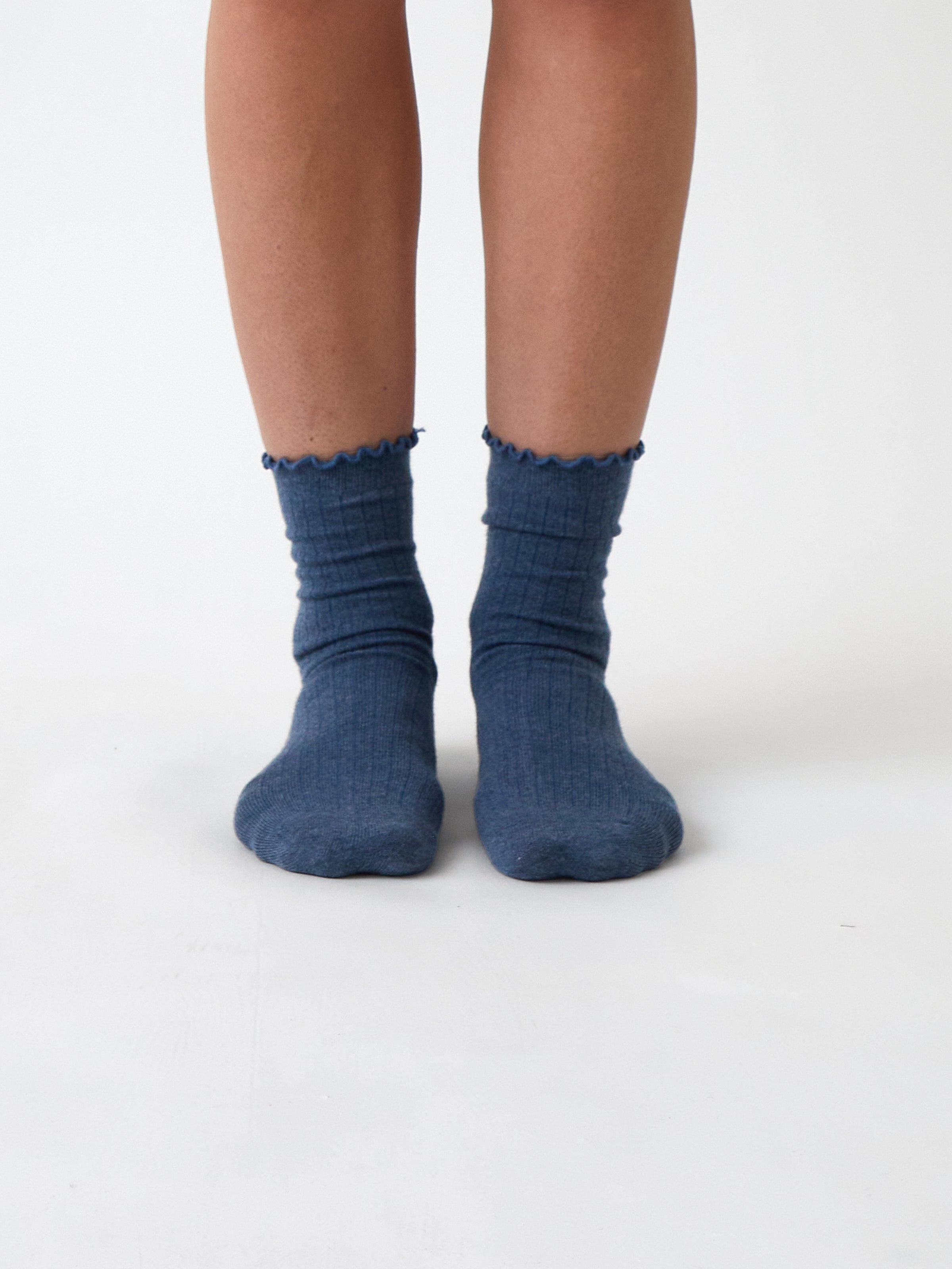 Cotton Cashmere Lounge Socks | Blue-1