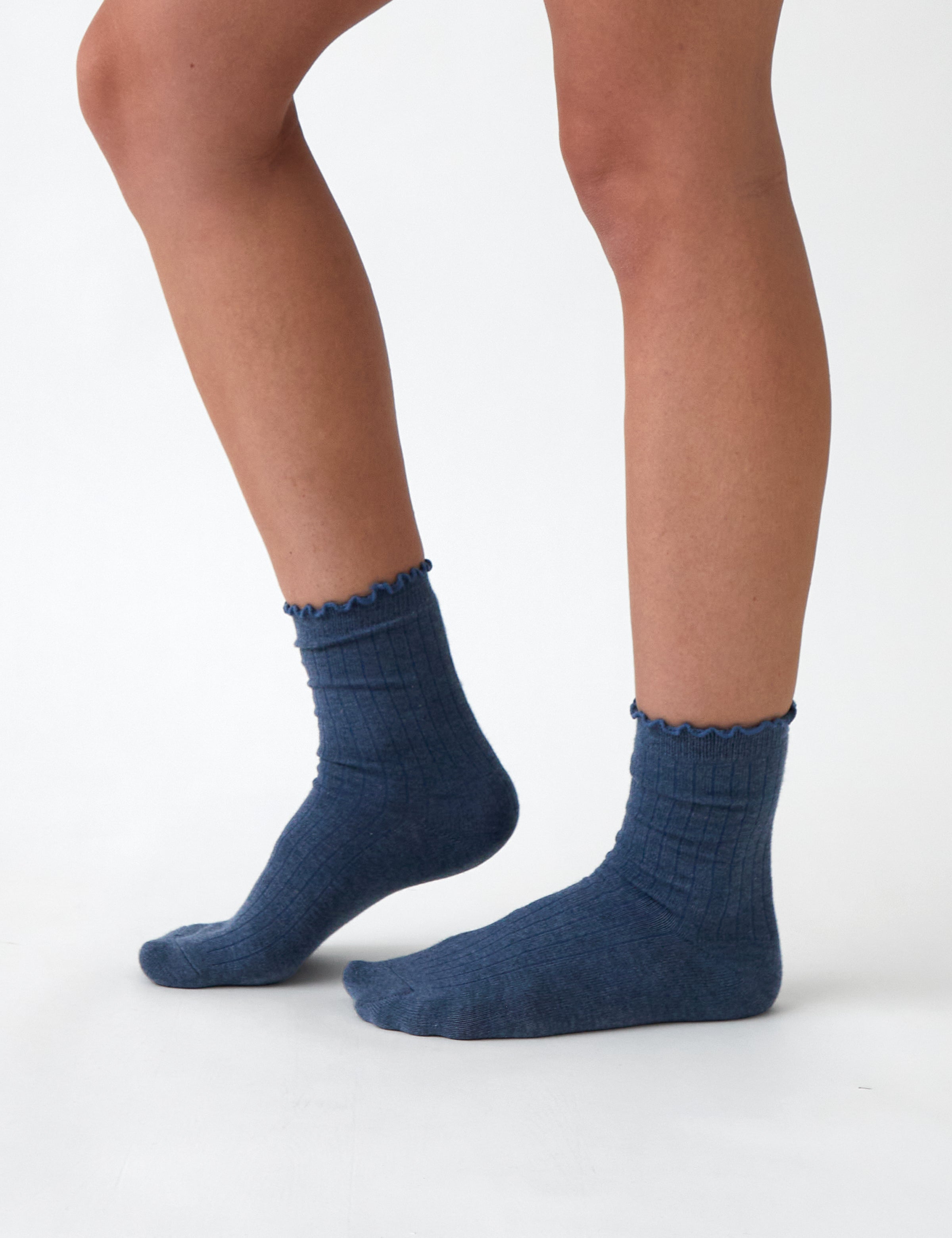 Cotton Cashmere Lounge Socks | Blue-2