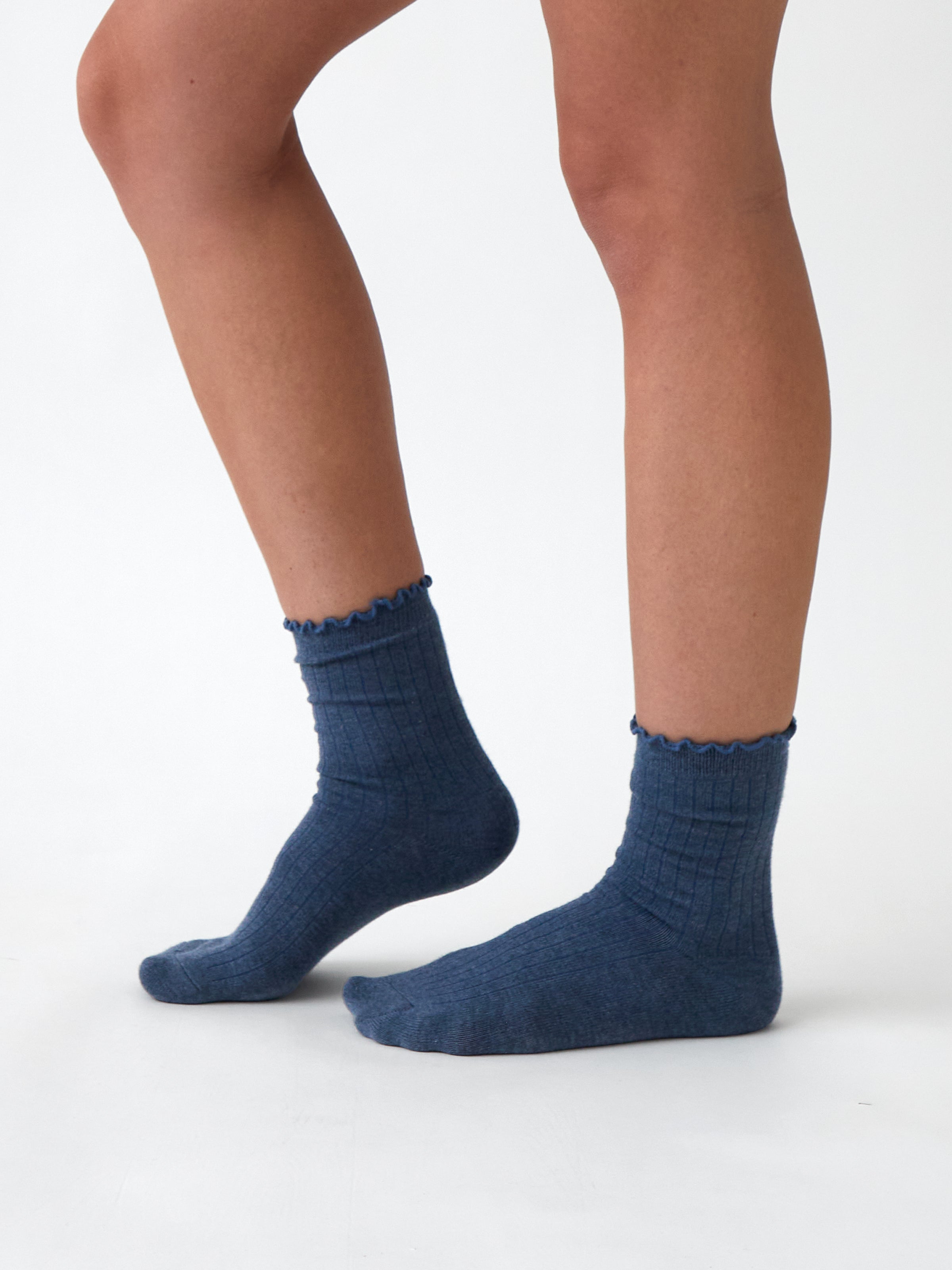 Cotton Cashmere Lounge Socks | Blue-2