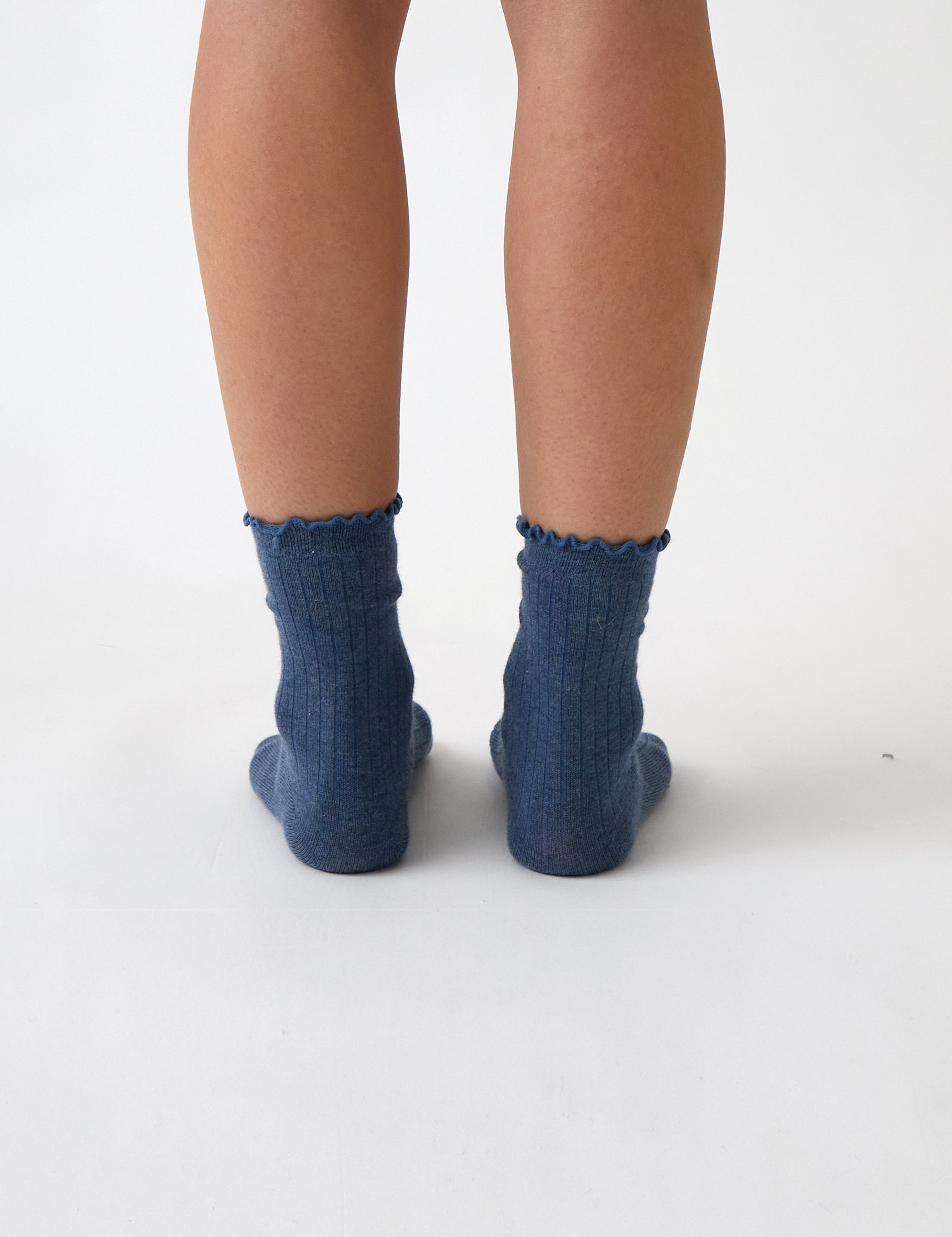Cotton Cashmere Lounge Socks | Blue-3