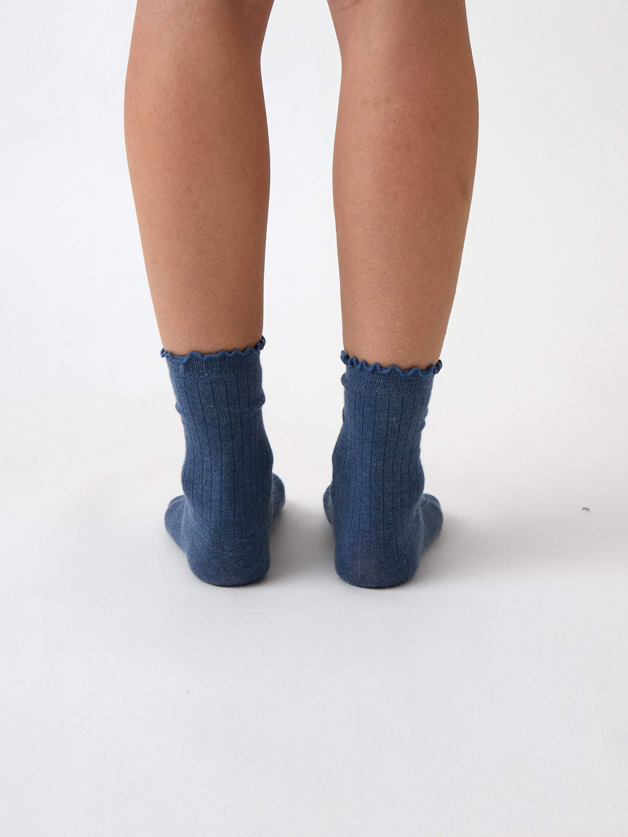 Cotton Cashmere Lounge Socks | Blue-3