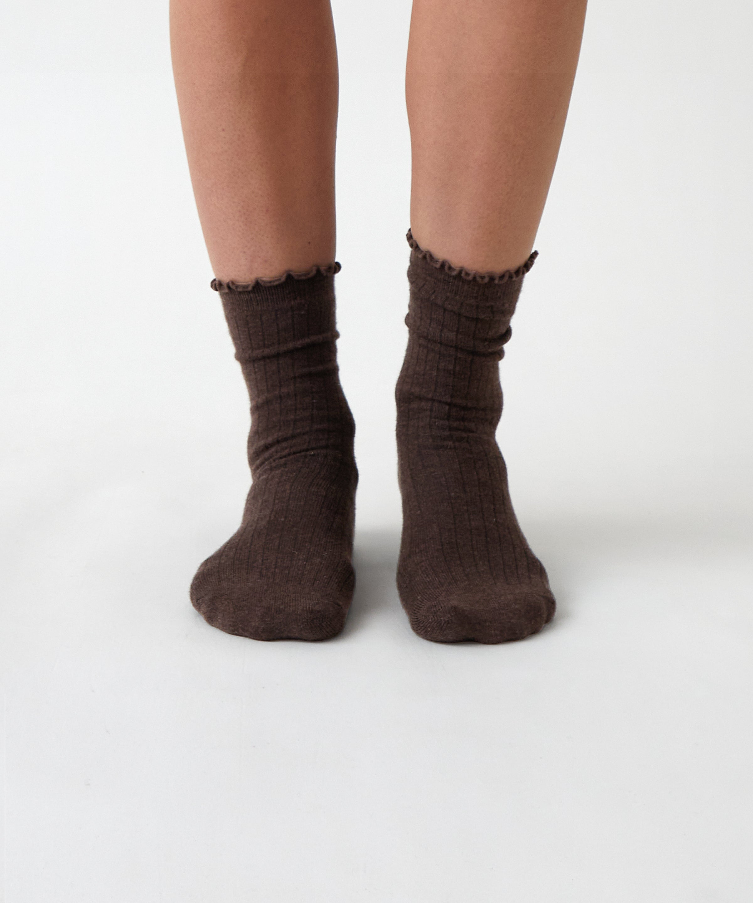 Cotton Cashmere Lounge Socks | Cocoa-1