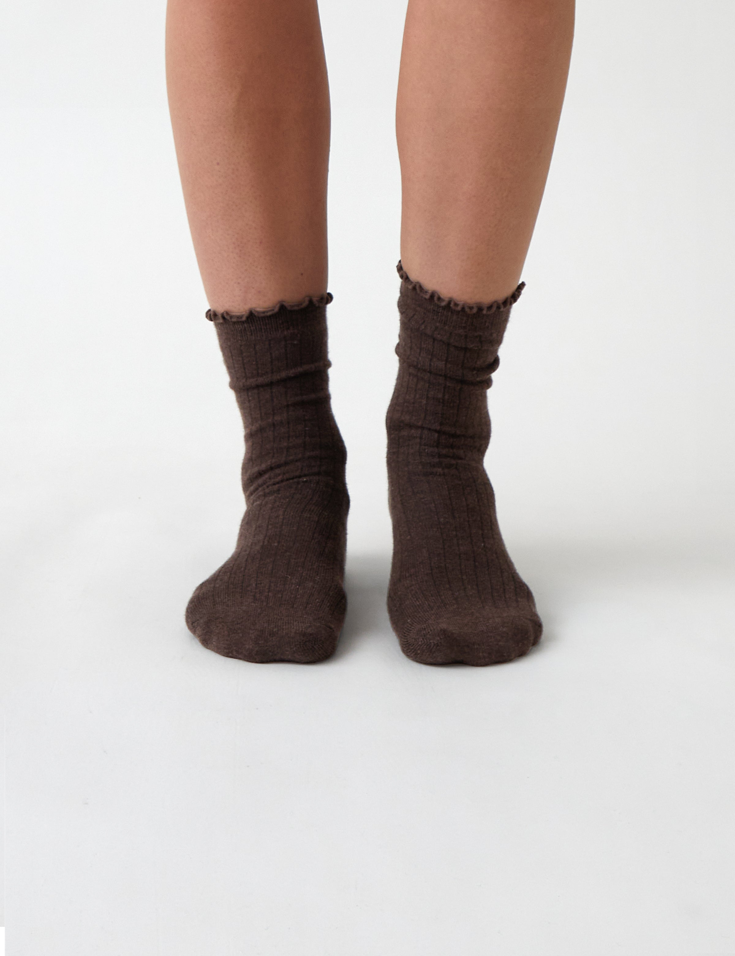 Cotton Cashmere Lounge Socks | Cocoa-1