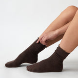 Cotton Cashmere Lounge Socks | Cocoa-2