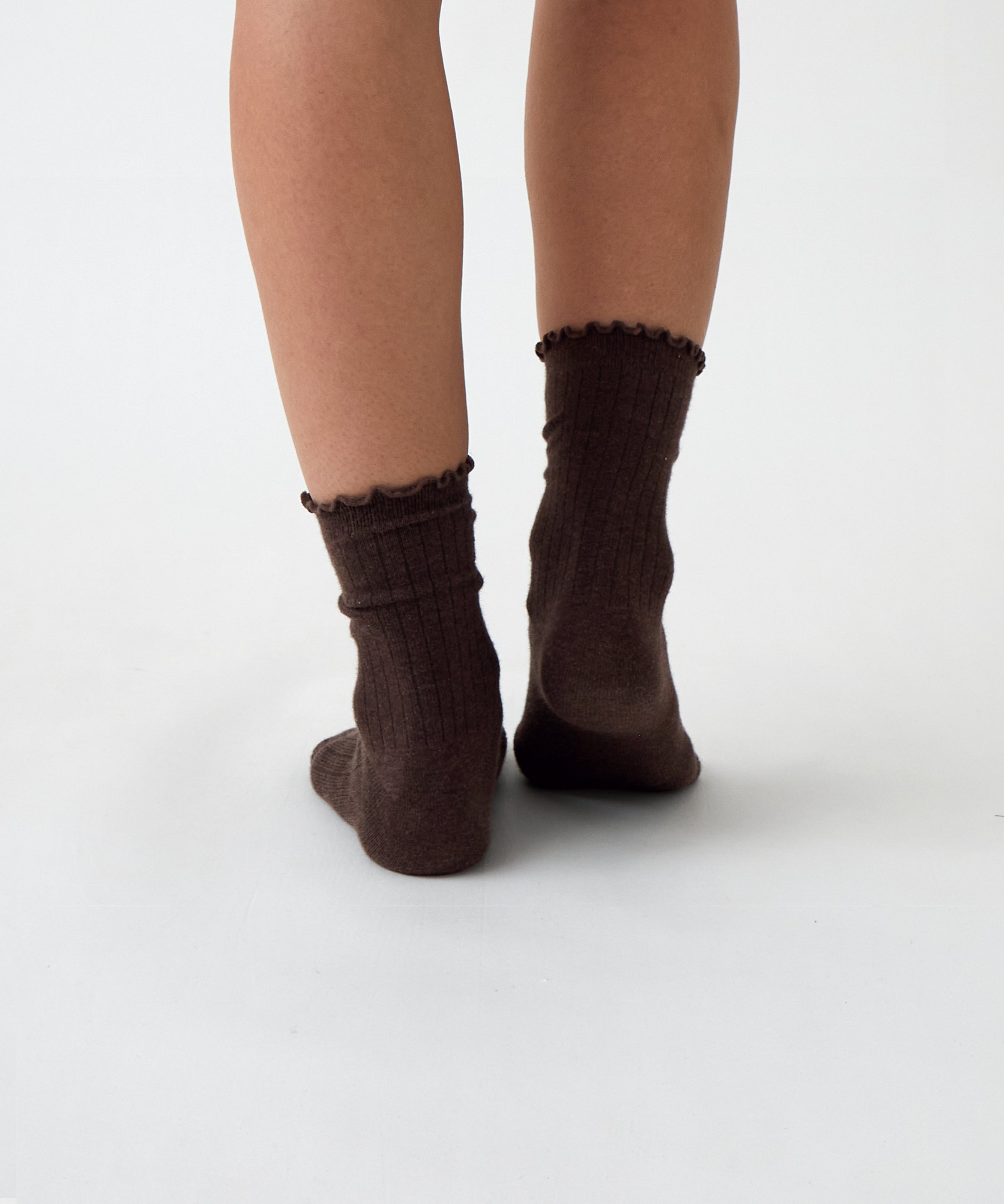Cotton Cashmere Lounge Socks | Cocoa-3