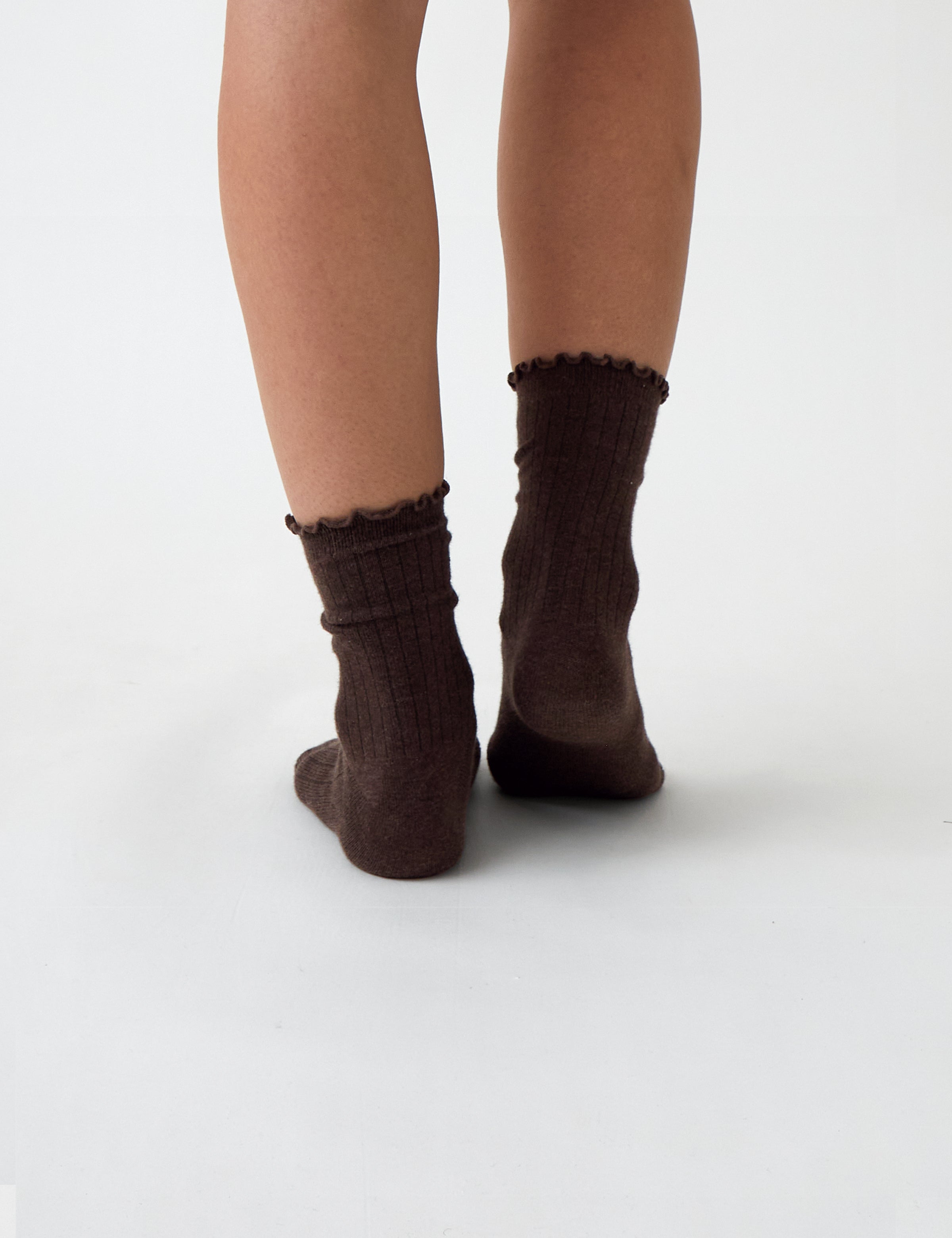 Cotton Cashmere Lounge Socks | Cocoa-3