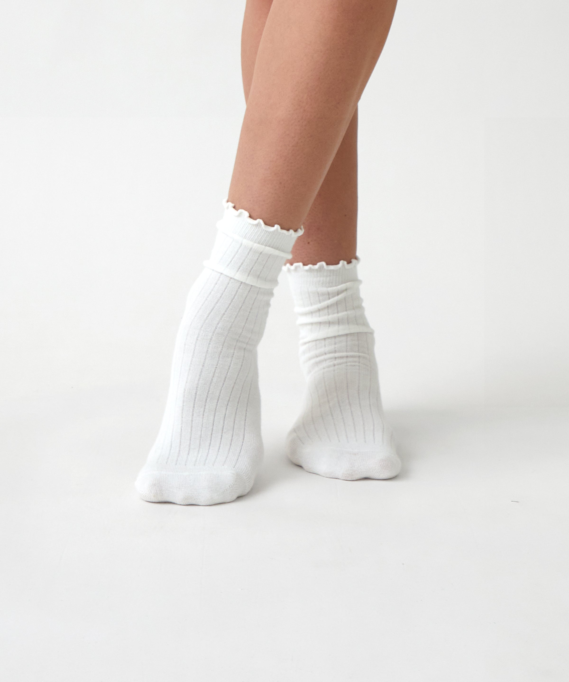 Cotton Cashmere Lounge Socks | Ivory-1