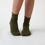 Cotton Cashmere Lounge Socks | Olive-1