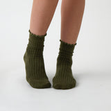 Cotton Cashmere Lounge Socks | Olive-1