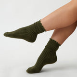 Cotton Cashmere Lounge Socks | Olive-2