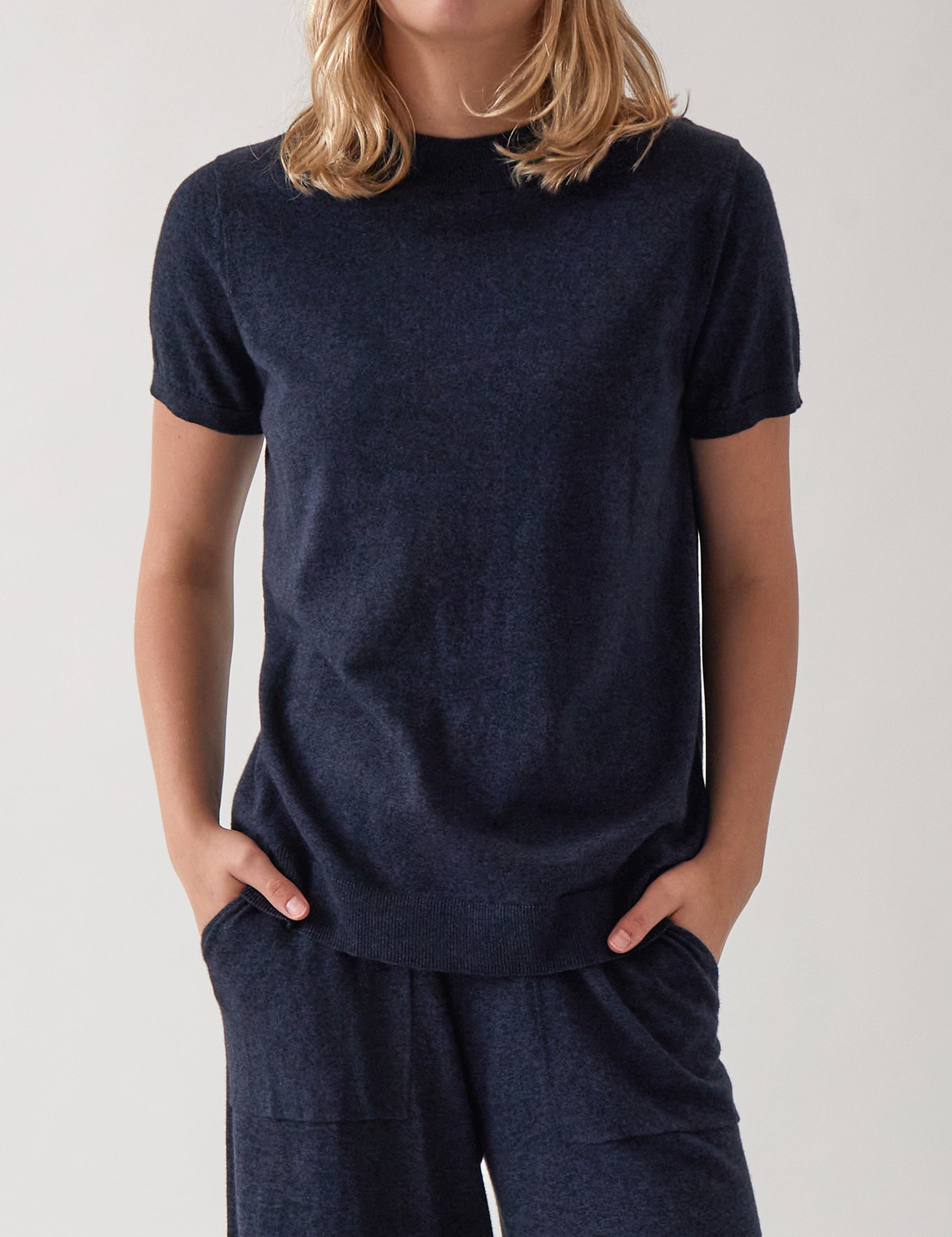Cotton Cashmere Lounge Tee | Navy-1