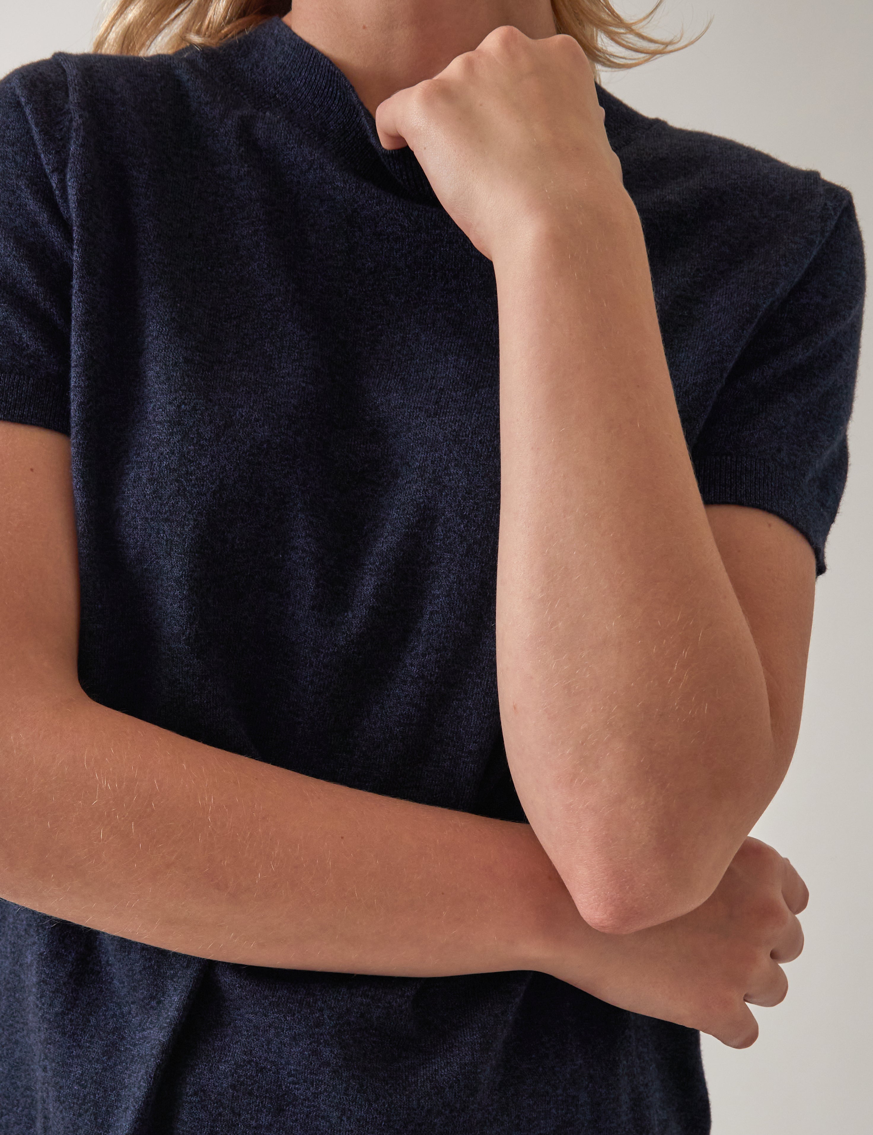 Cotton Cashmere Lounge Tee | Navy-2