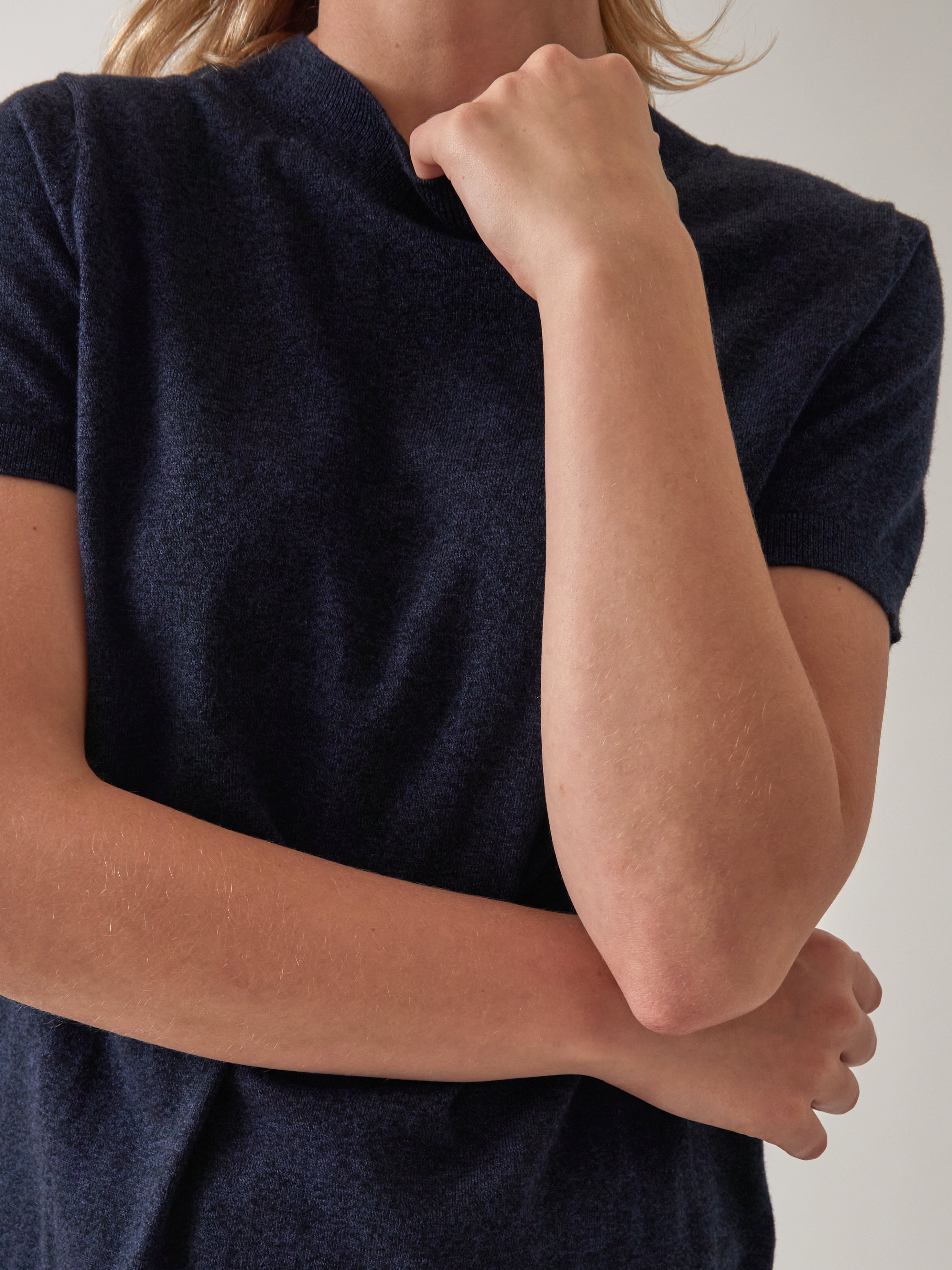 Cotton Cashmere Lounge Tee | Navy-2