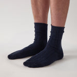 Cotton Cashmere Men's Socks Pair | Navy-1