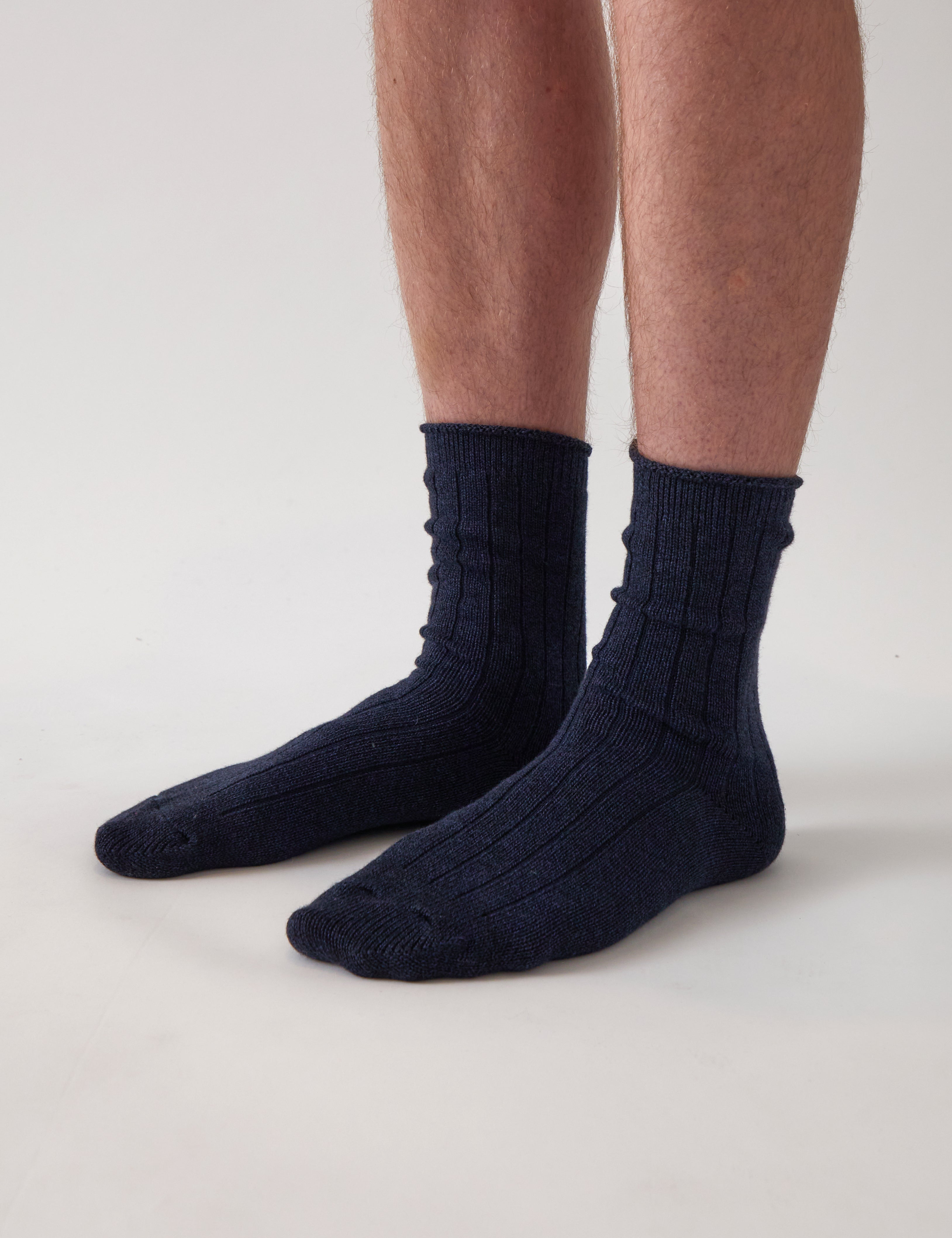 Cotton Cashmere Men's Socks Pair | Navy-1