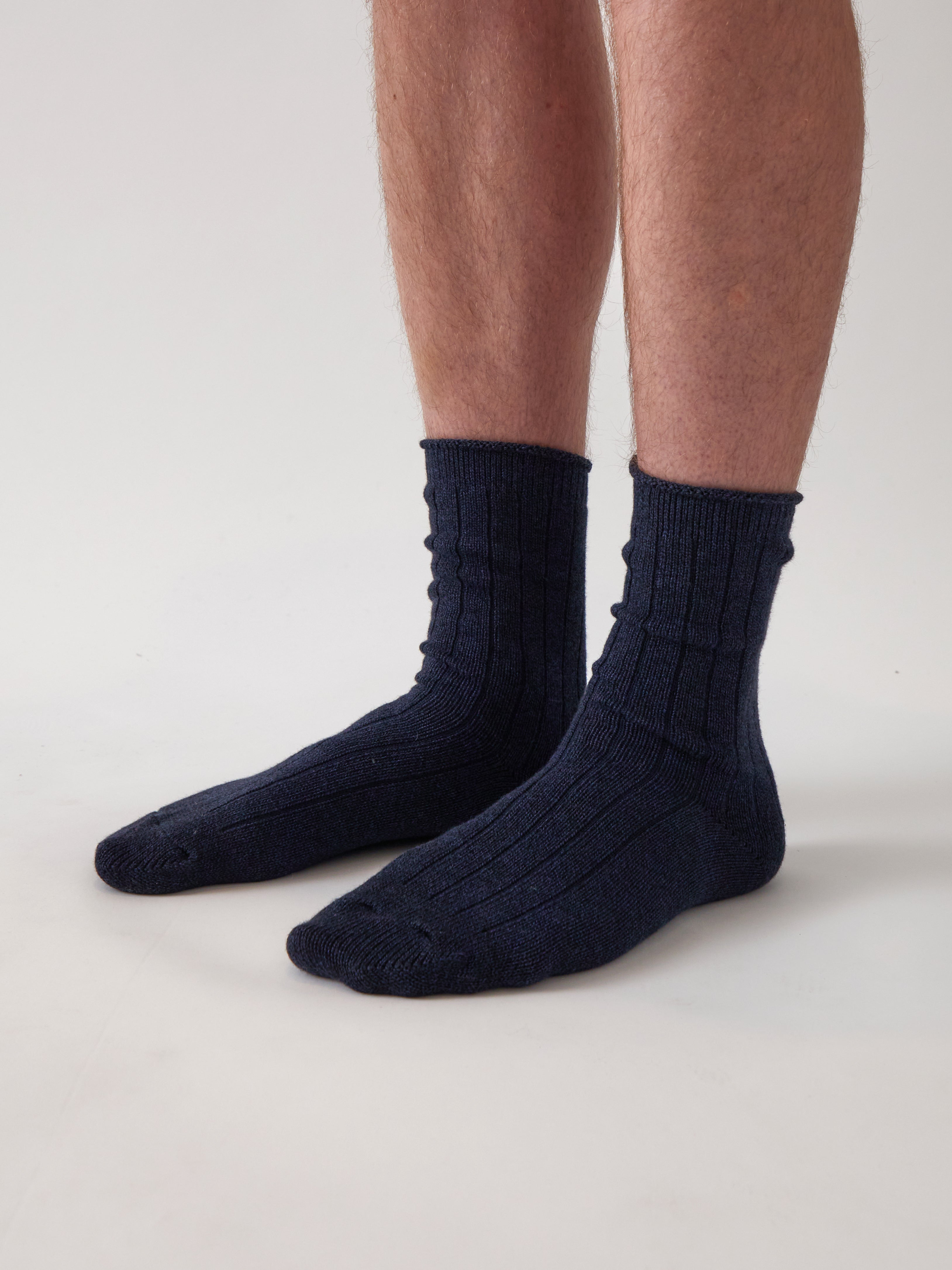 Cotton Cashmere Men's Socks Pair | Navy-1