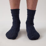 Cotton Cashmere Men's Socks Pair | Navy-2