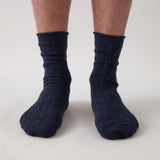 Cotton Cashmere Men's Socks Pair | Navy-2