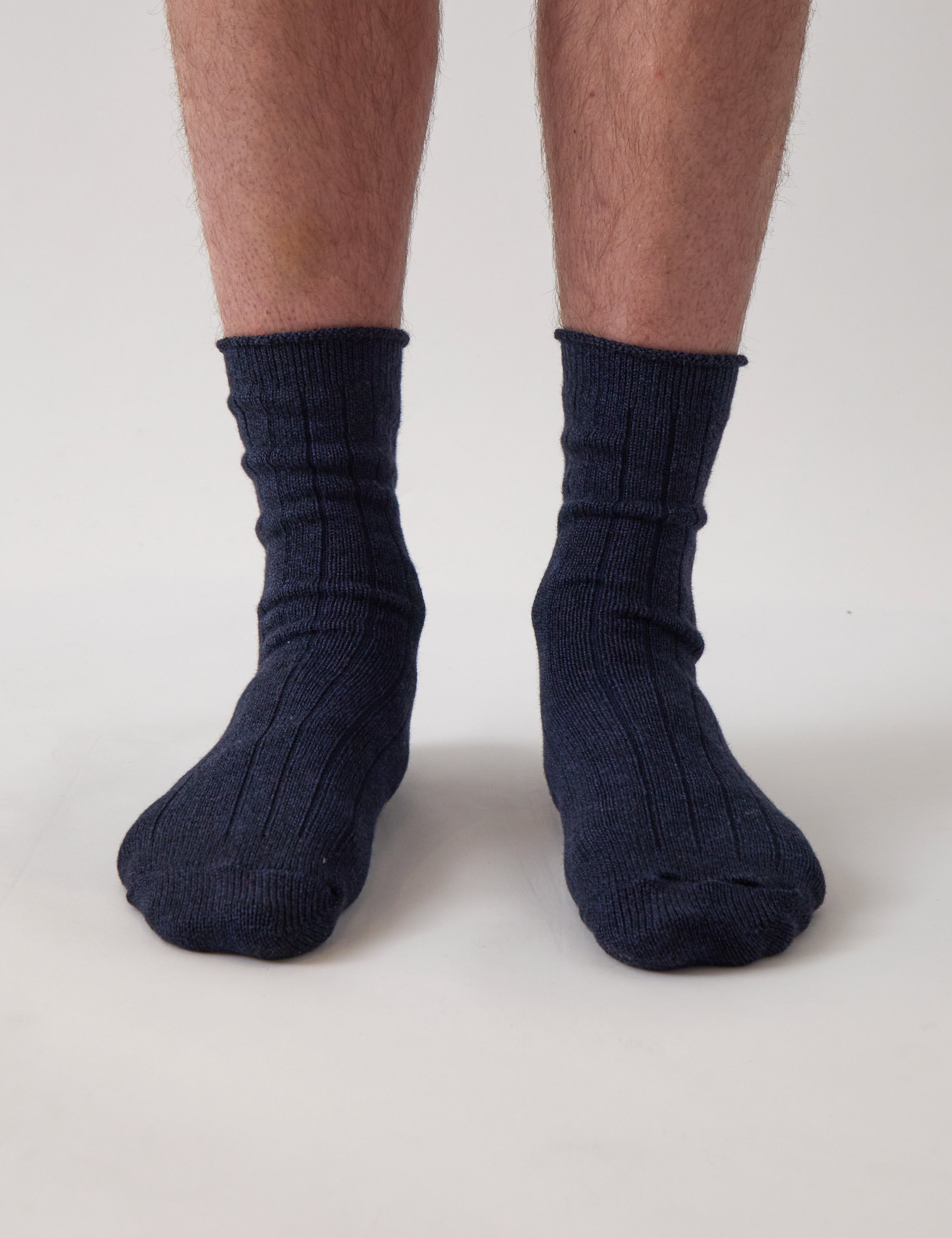 Cotton Cashmere Men's Socks Pair | Navy-2