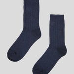 Cotton Cashmere Men's Socks Pair | Navy-3