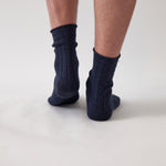 Cotton Cashmere Men's Socks Pair | Navy-4