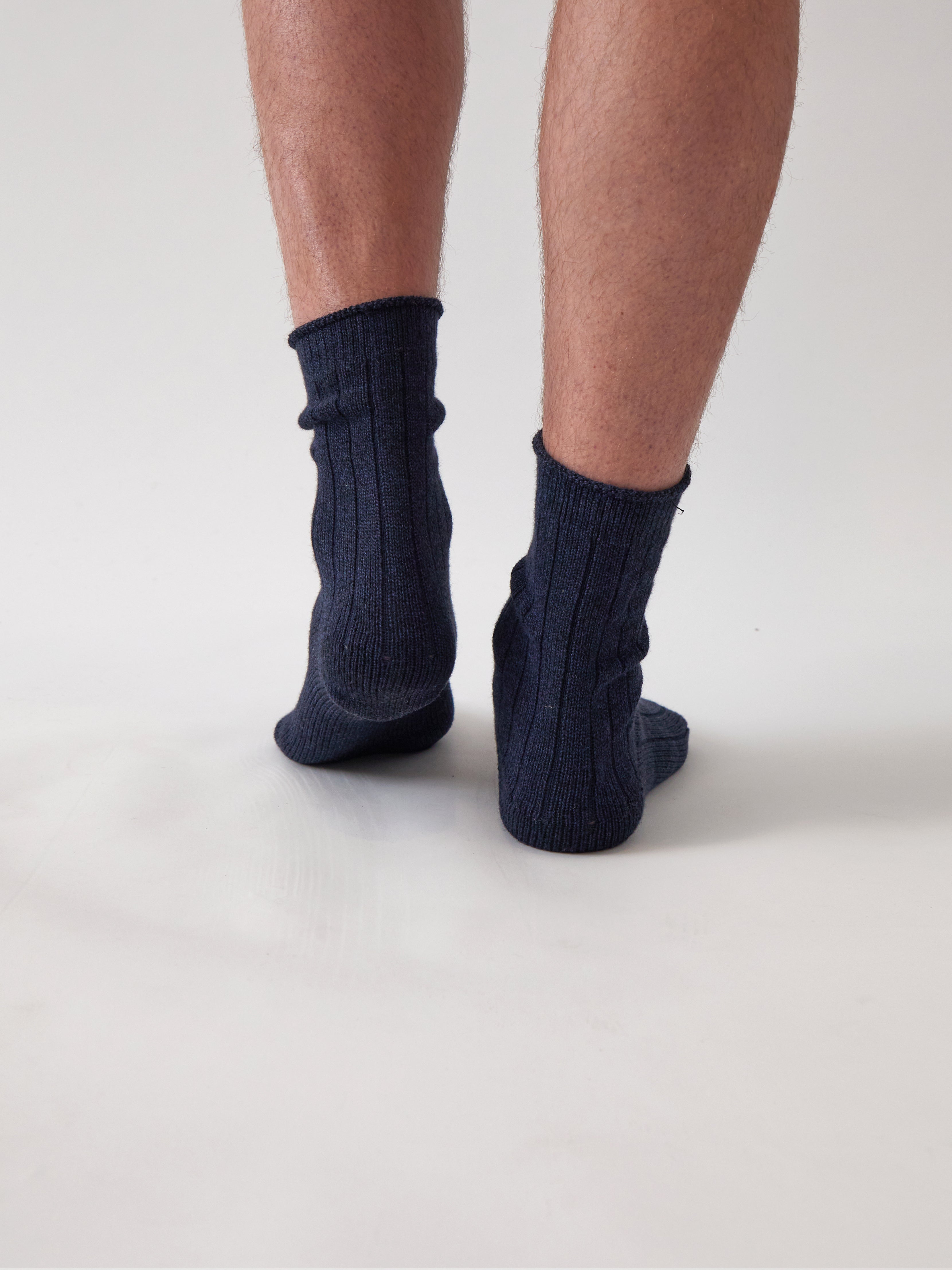 Cotton Cashmere Men's Socks Pair | Navy-4