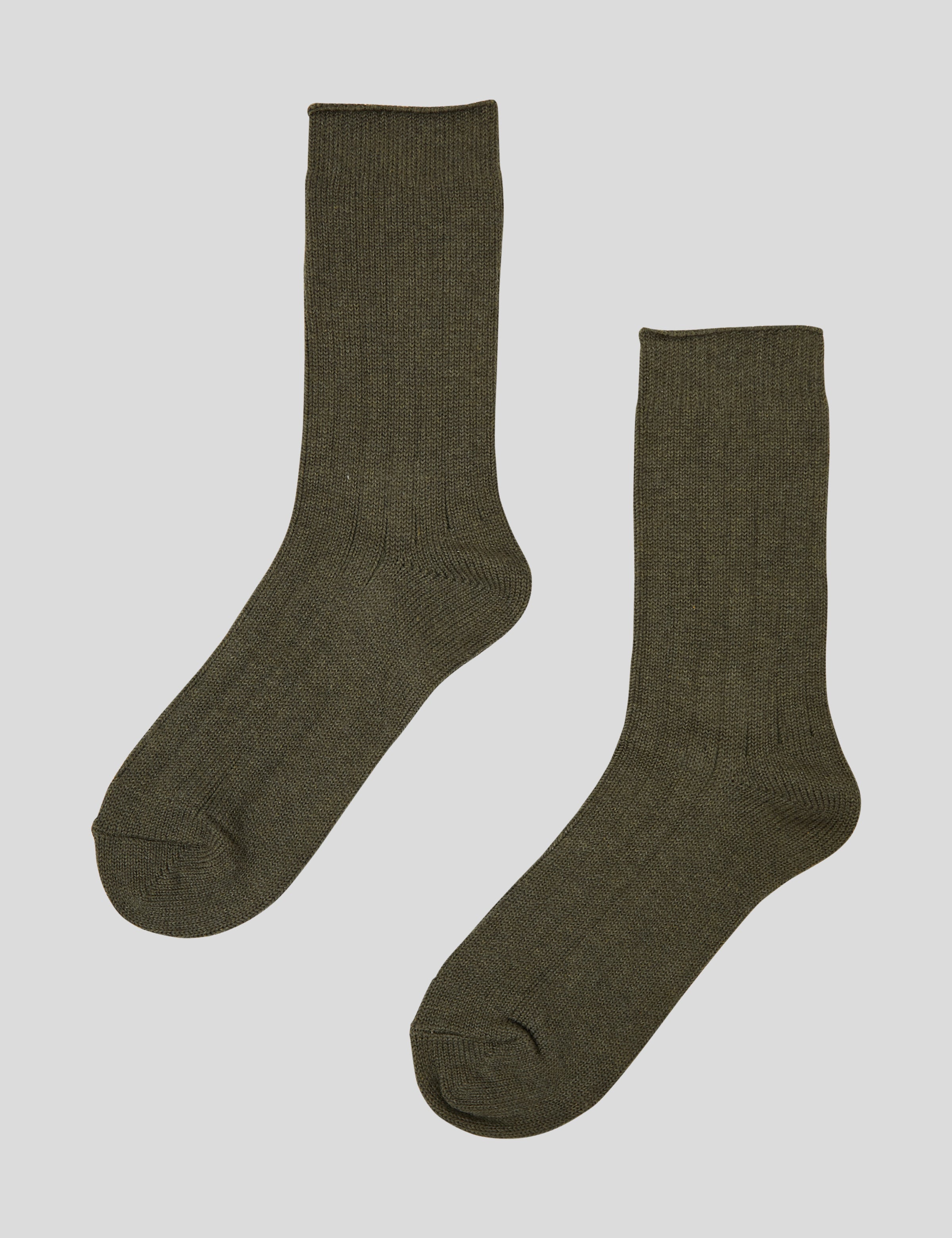 Cotton Cashmere Men's Socks Pair | Olive-3