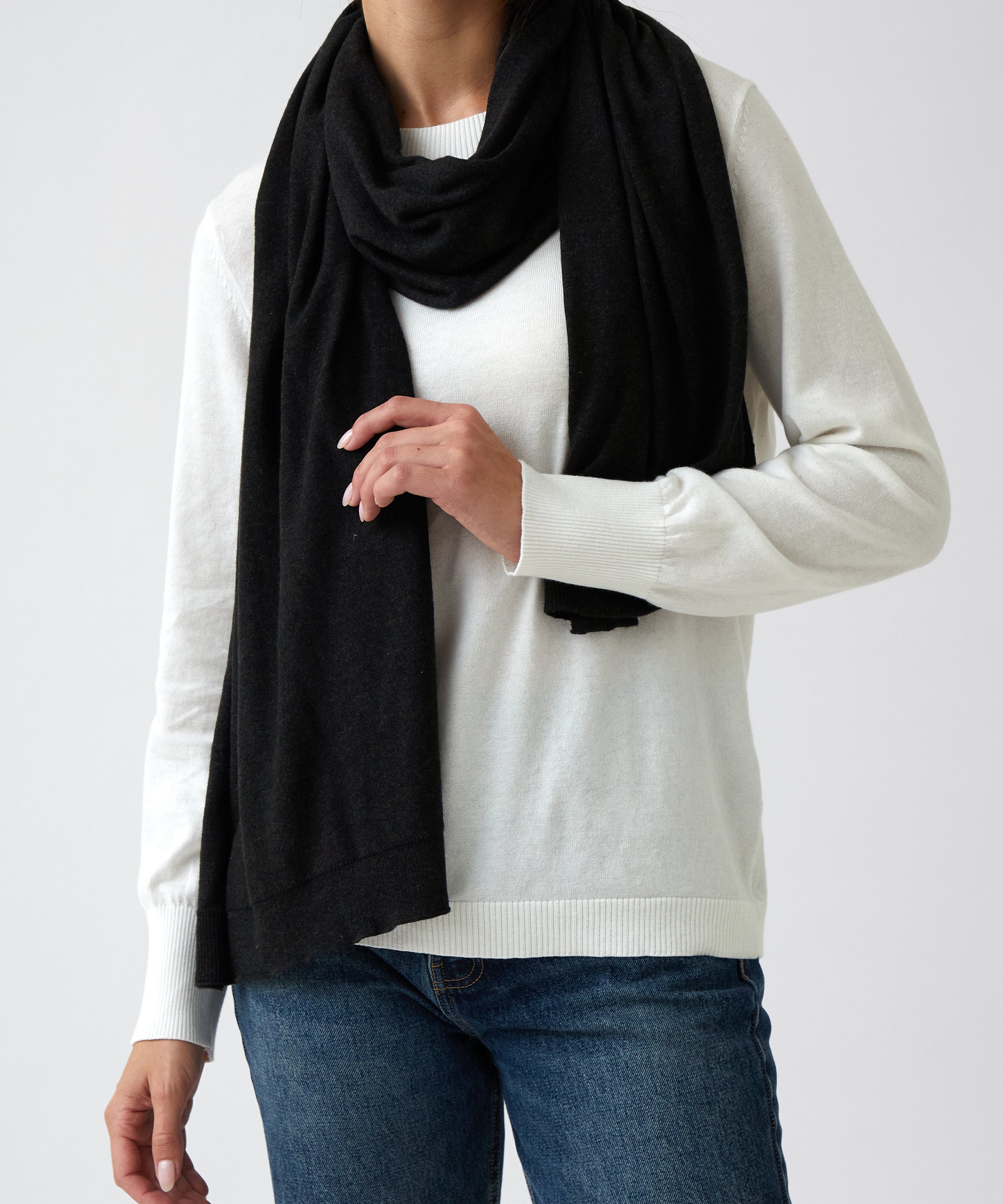Cotton Cashmere Scarf | Black-1