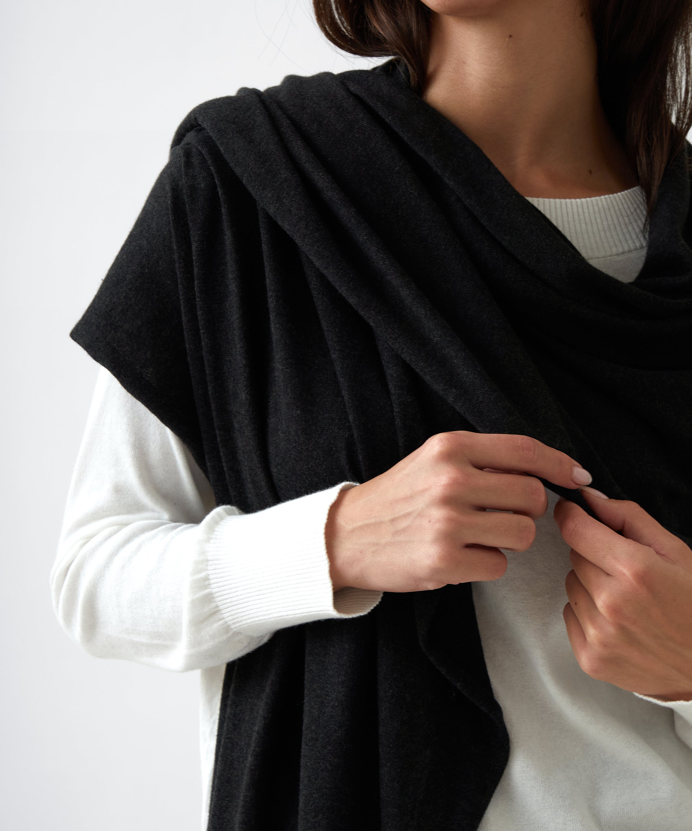 Cotton Cashmere Scarf | Black-2