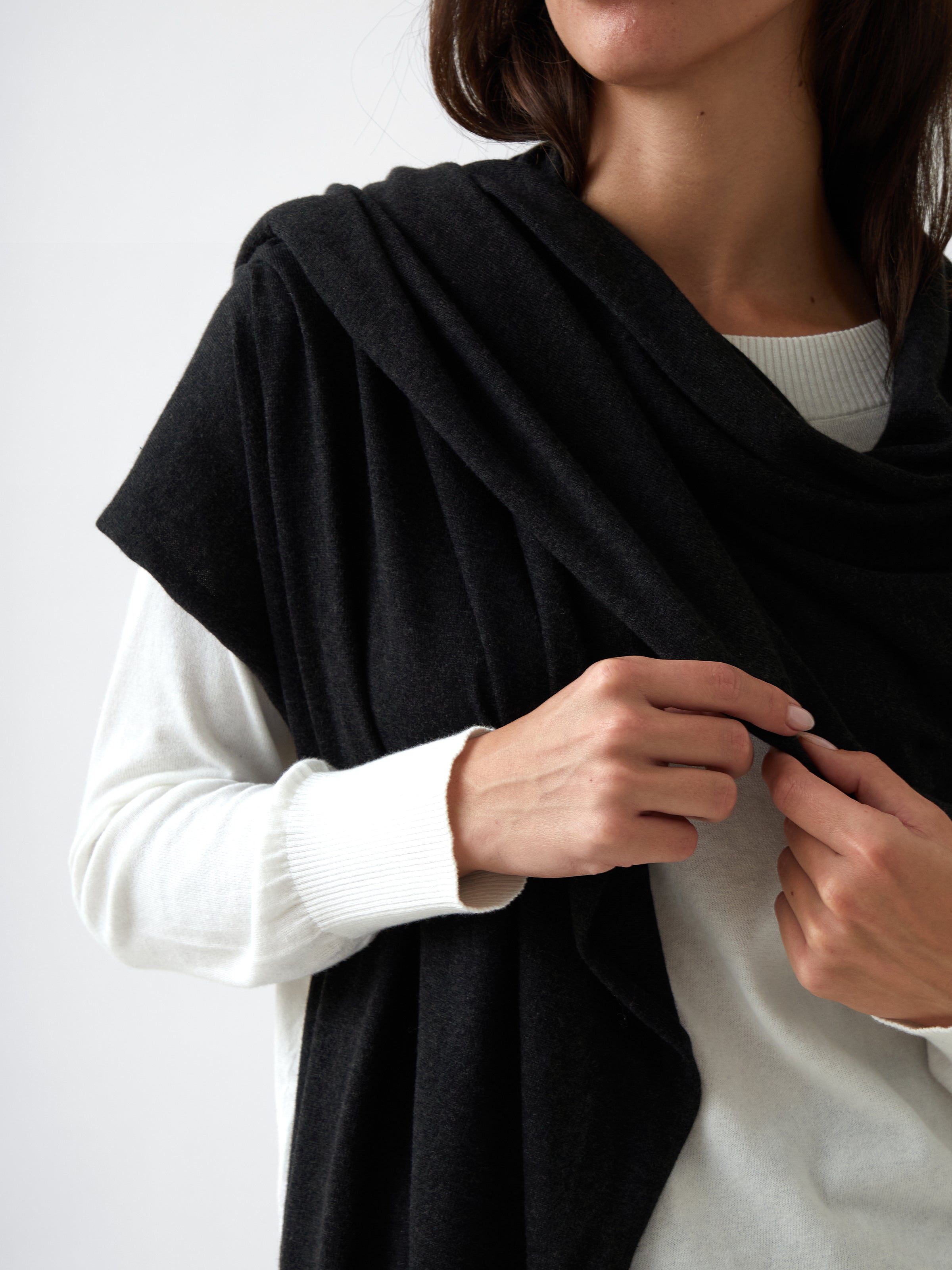 Cotton Cashmere Scarf | Black-2