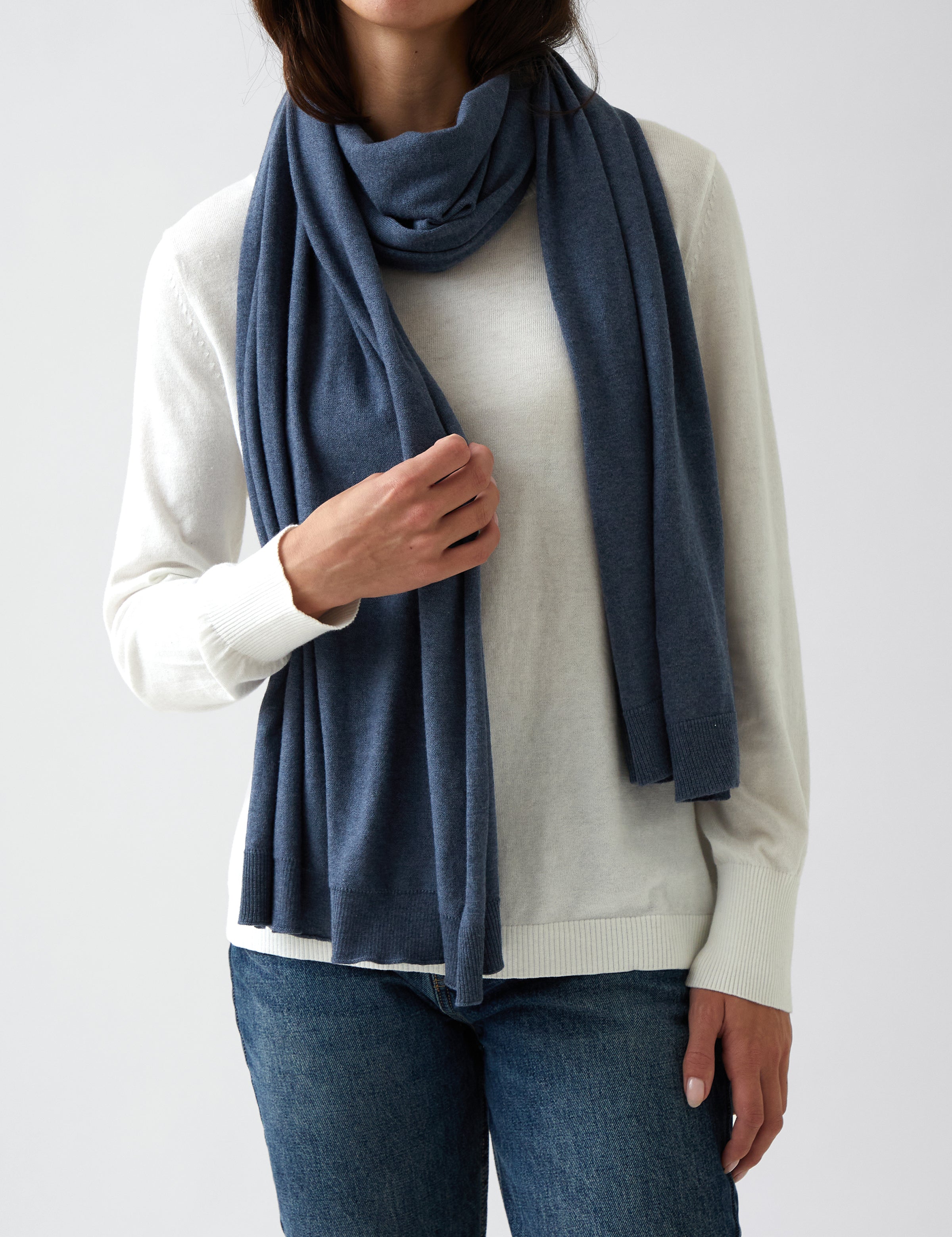 Cotton Cashmere Scarf | Blue-1