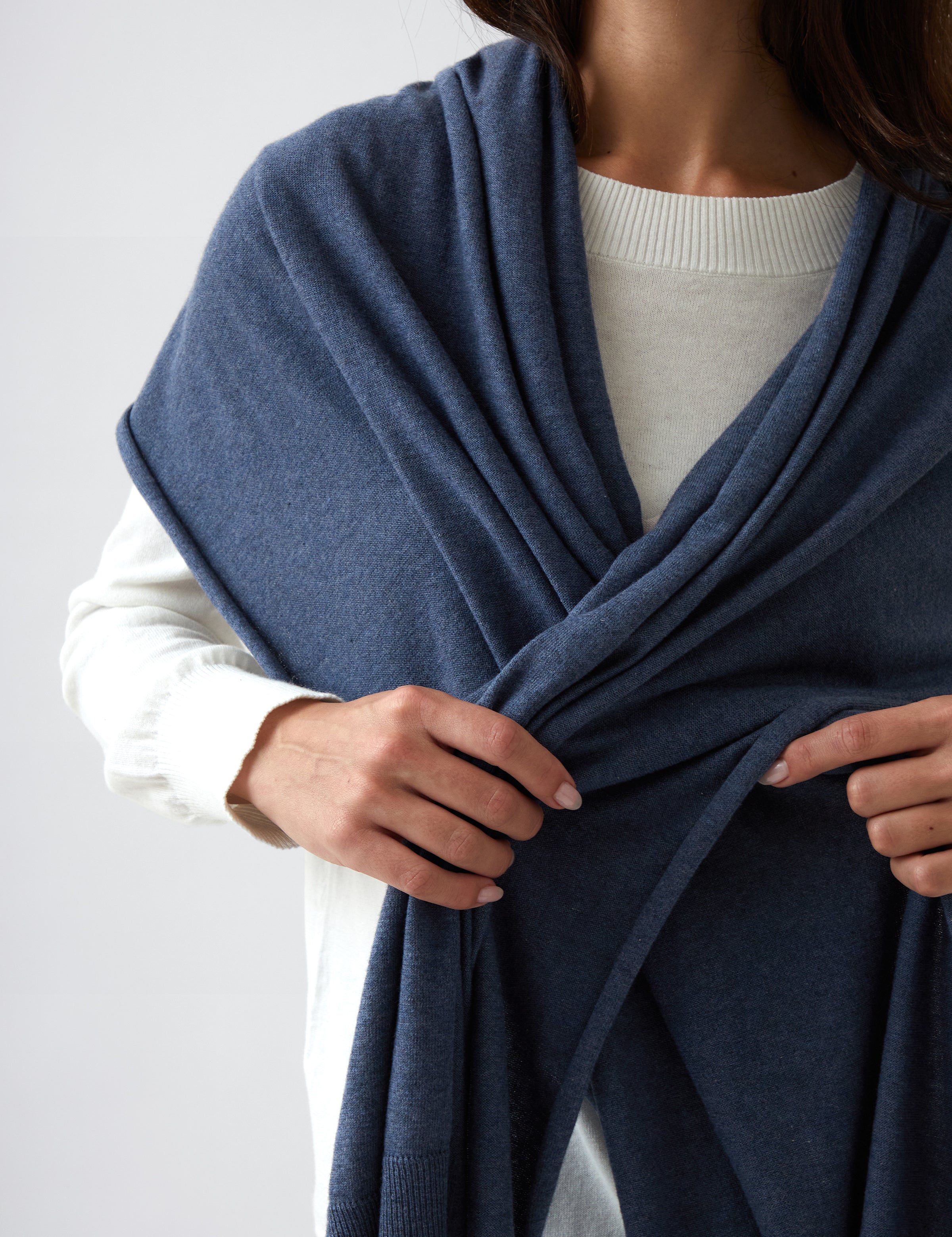 Cotton Cashmere Scarf | Blue-2
