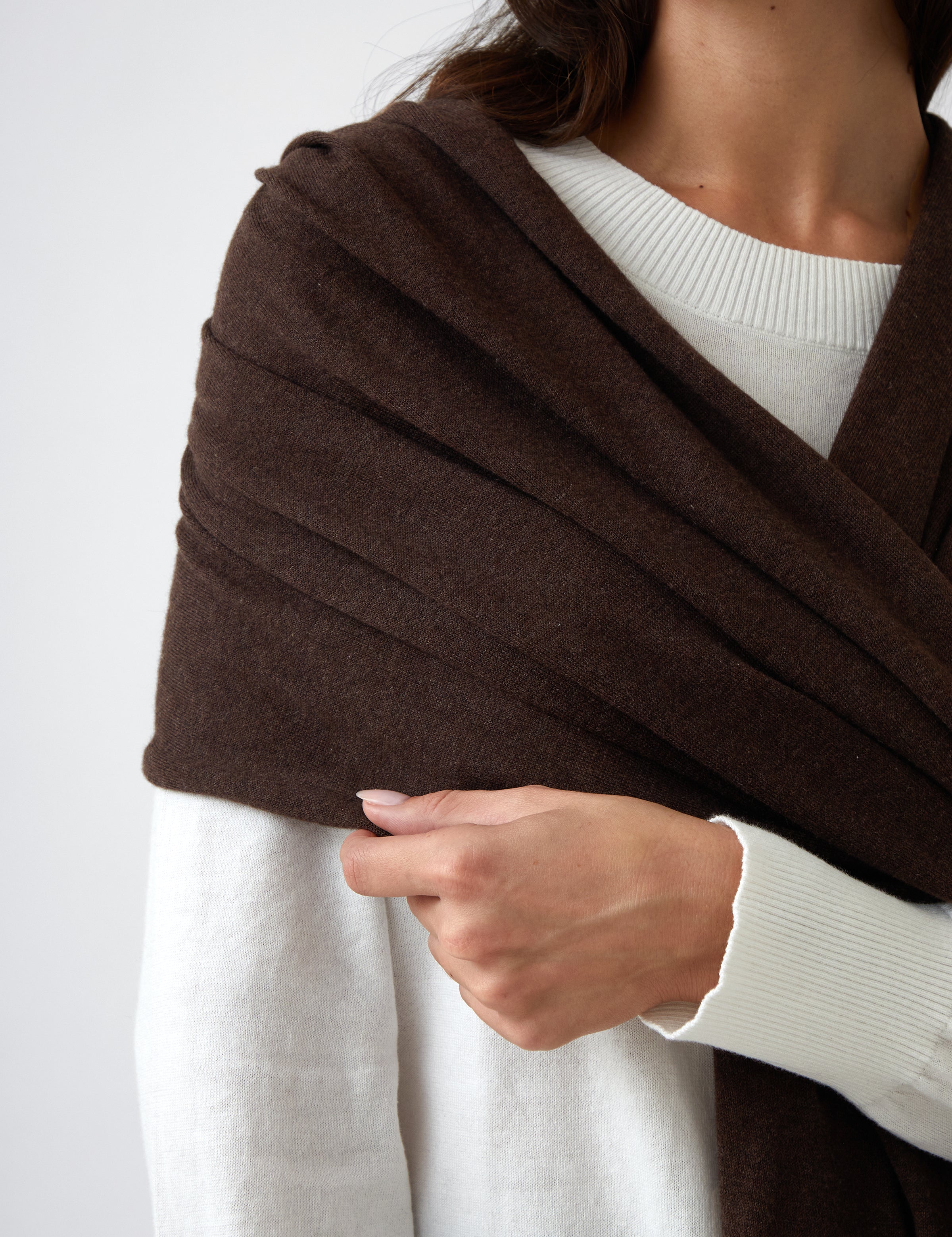Cotton Cashmere Scarf | Cocoa-2