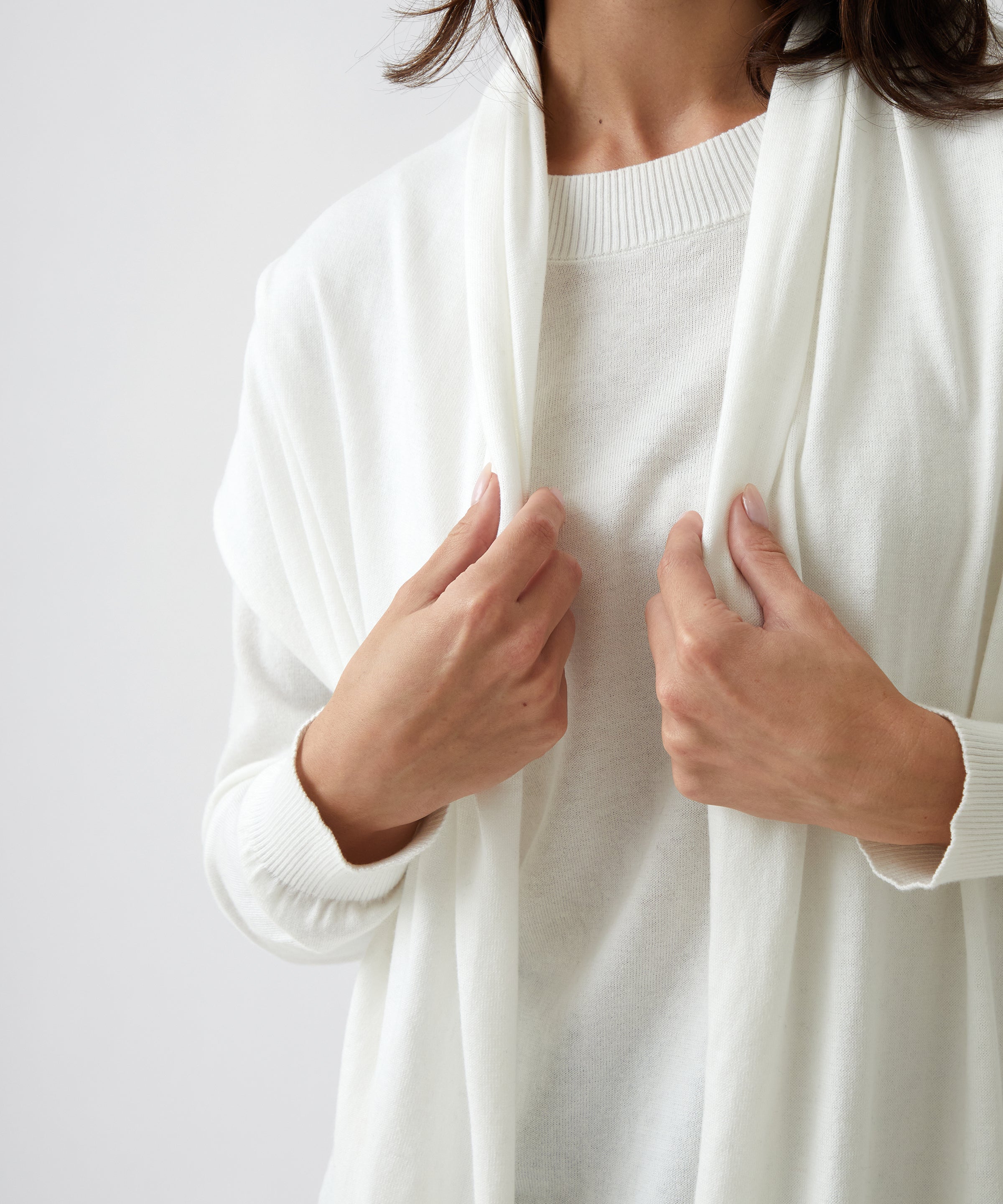 Cotton Cashmere Scarf | Ivory-2