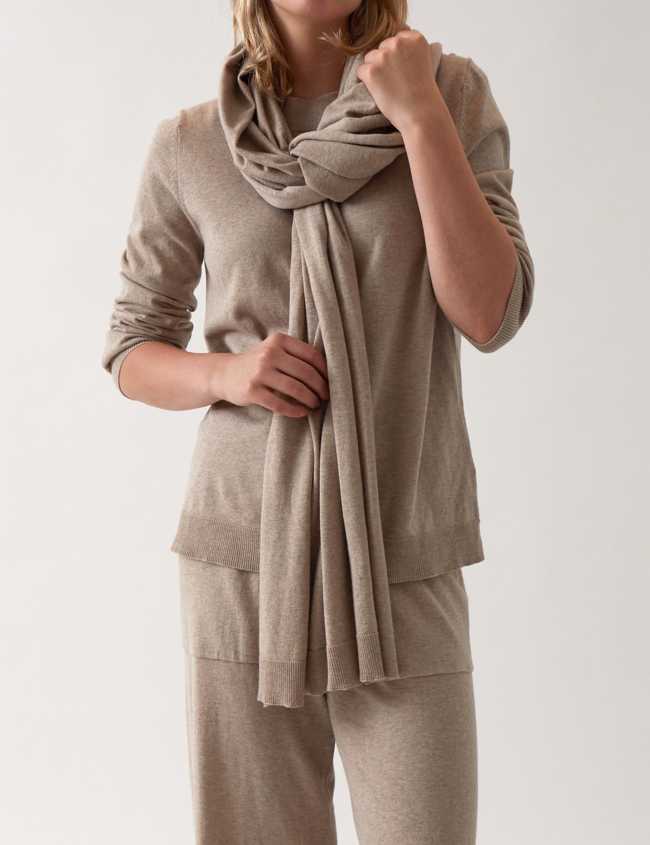 Cotton Cashmere Scarf | Natural-1