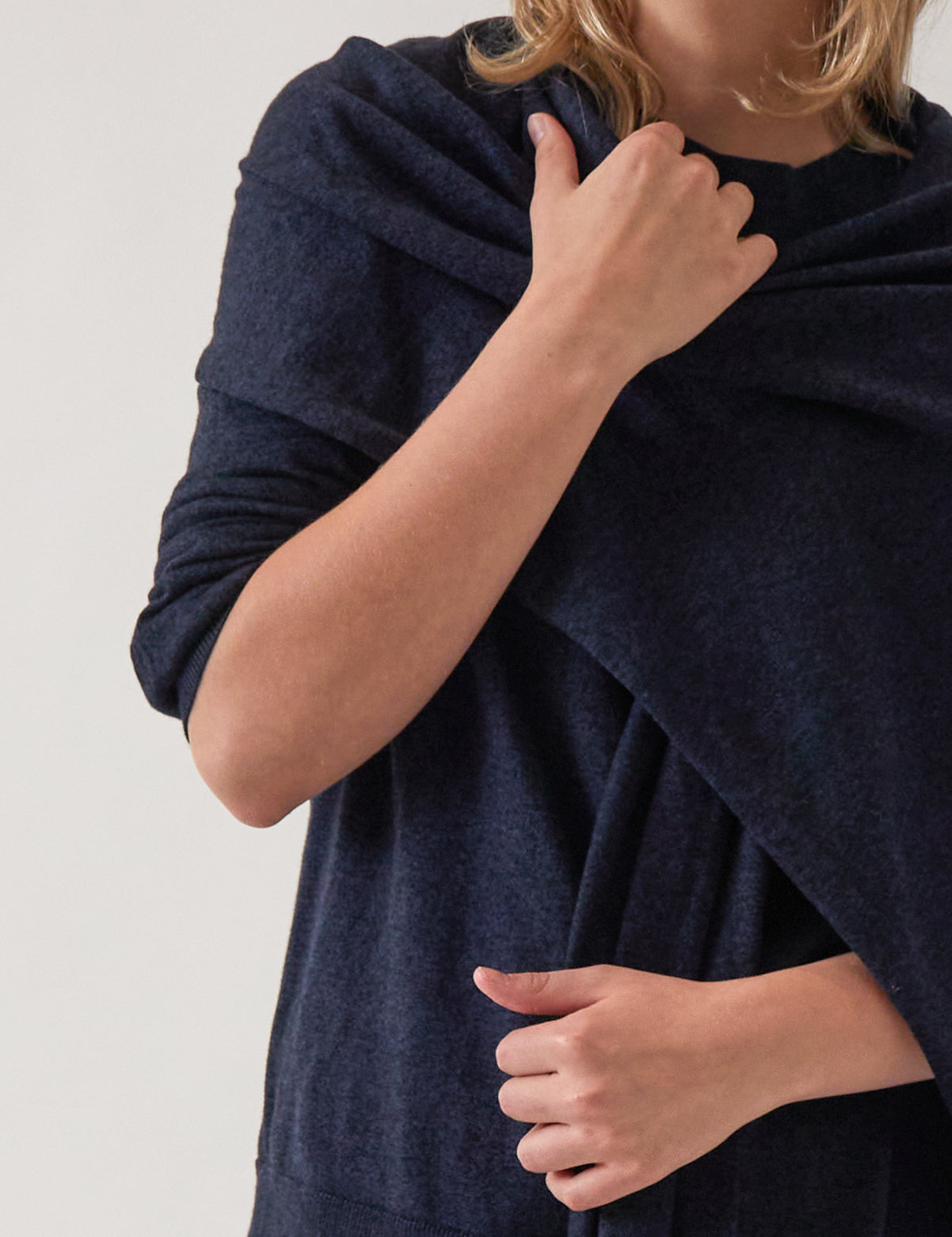 Cotton Cashmere Scarf | Navy-2