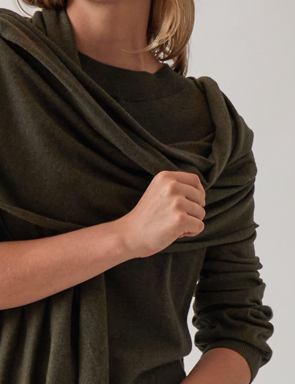 Cotton Cashmere Scarf | Olive-2